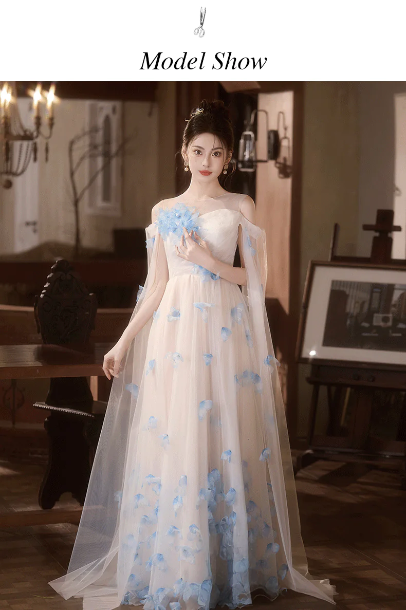 Ethereal-Illusion-Neckline-Draped-Sleeve-3D-Blue-Floral-White-Evening-Gown09