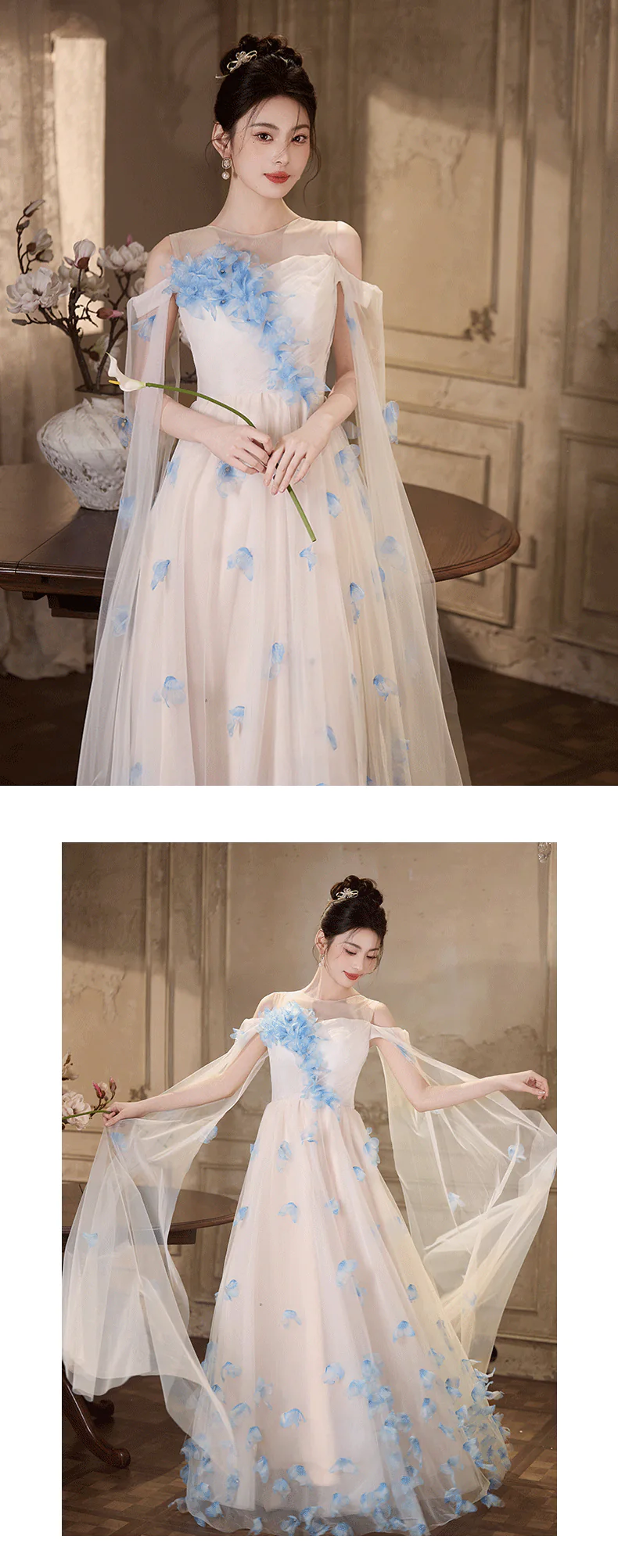 Ethereal-Illusion-Neckline-Draped-Sleeve-3D-Blue-Floral-White-Evening-Gown12
