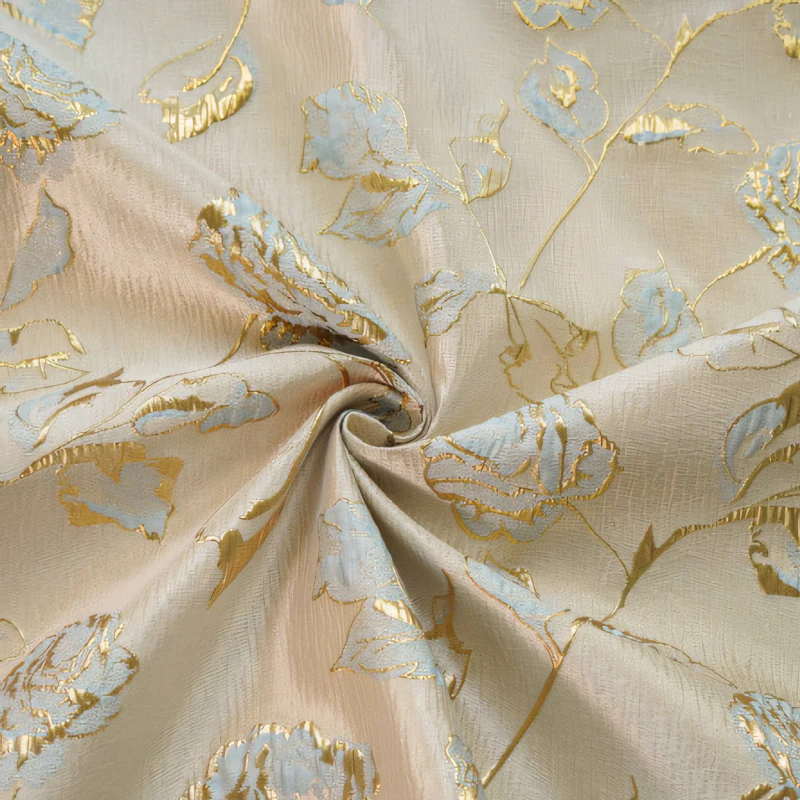 Gold Embossed Floral Jacquard DIY Fabric for Dress Bag01