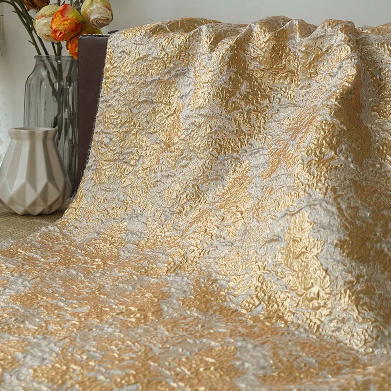 Gold Pleated Jacquard Decorative Sewing Fabric for DIY Clothing Bag02