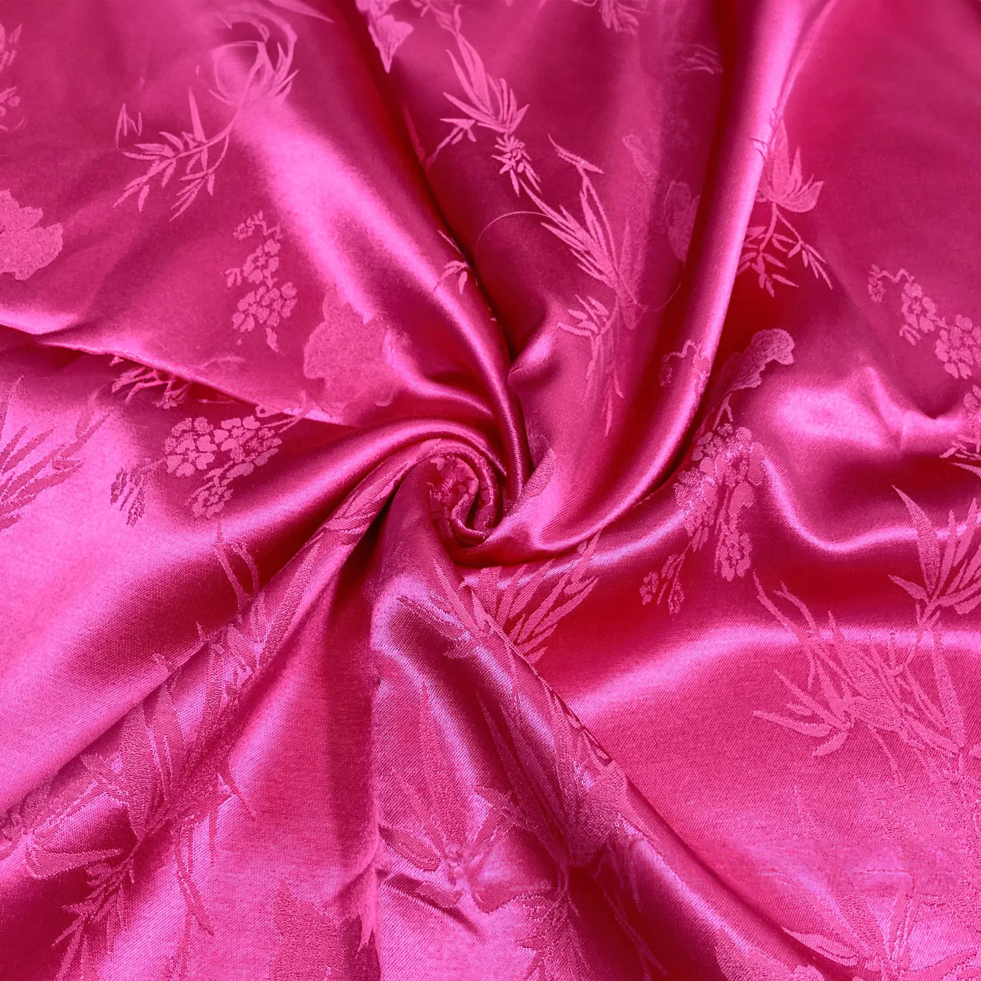 Satin Smooth Brocade Jacquard Fabric with Bamboo Leaf Patterns01