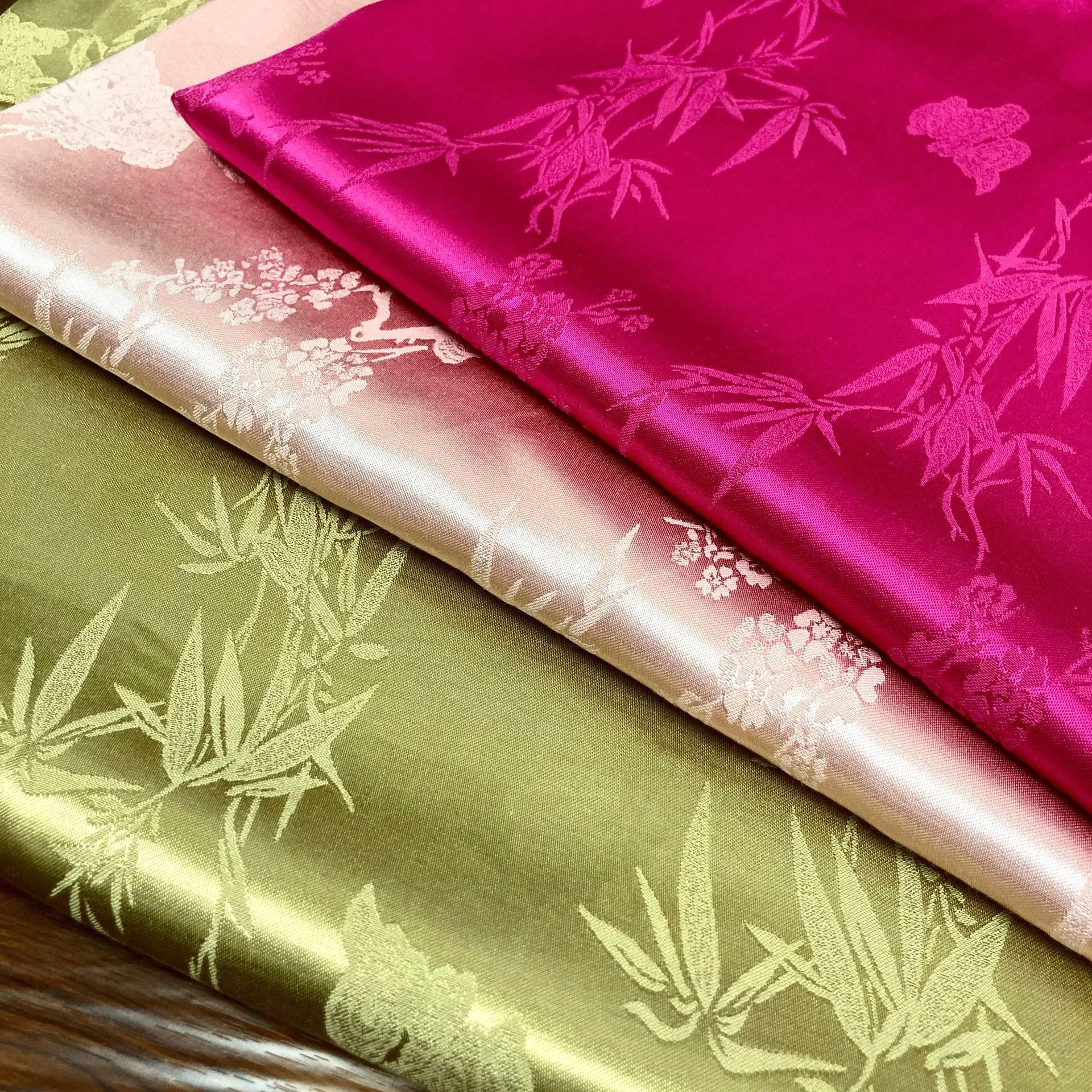 Satin Smooth Brocade Jacquard Fabric with Bamboo Leaf Patterns02