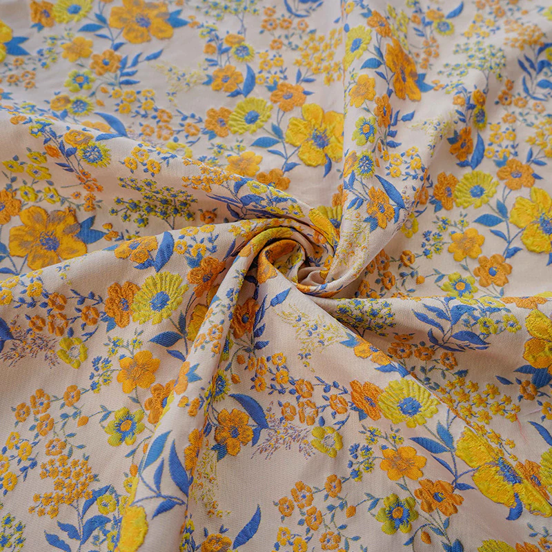 Vibrant Floral Woven Tea Dress Fabric for DIY Clothing Makeup Bag01