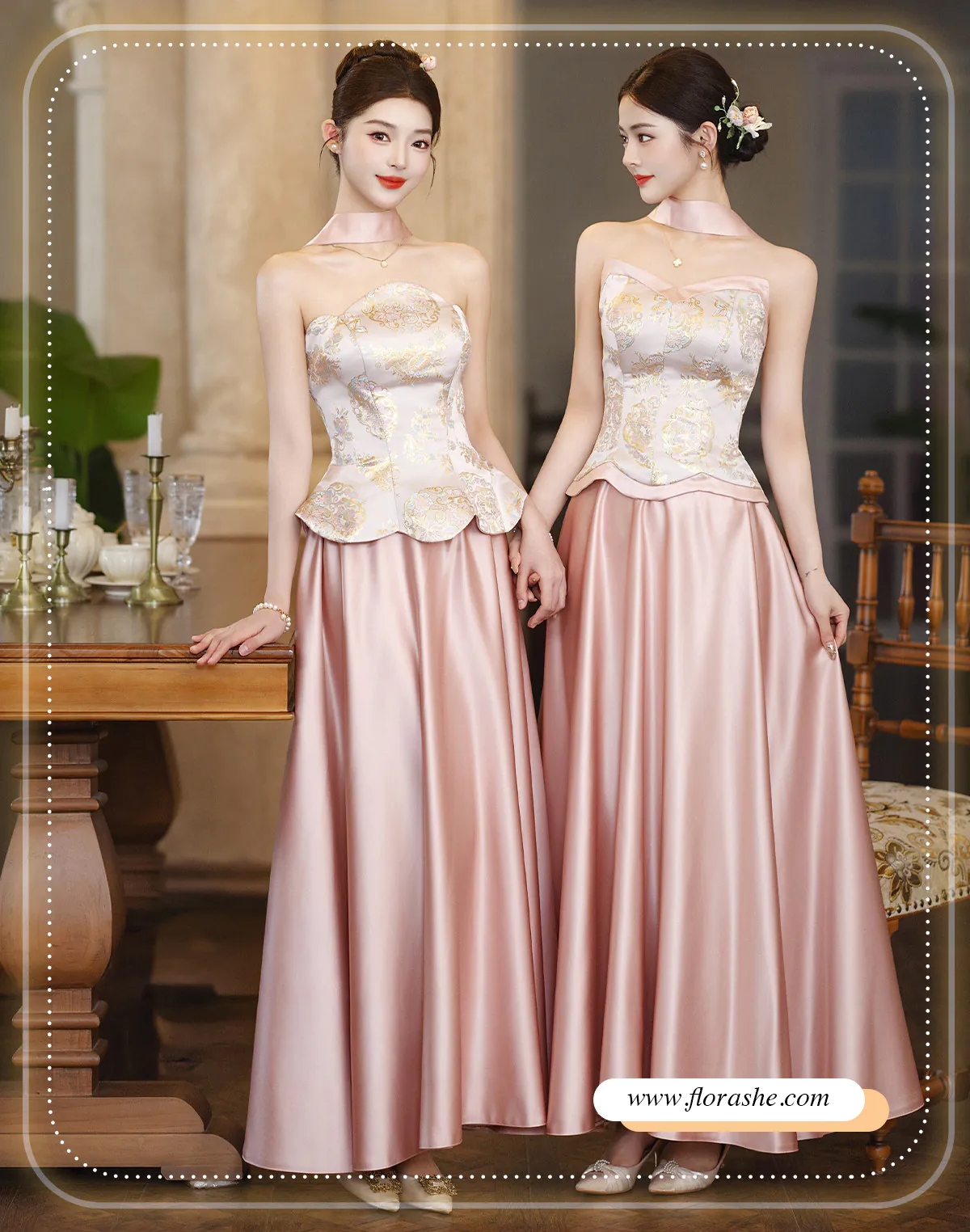 Blush-Pink-Strapless-Oriental-Chinese-Vintage-Jacquard-Bridesmaid-Dress09