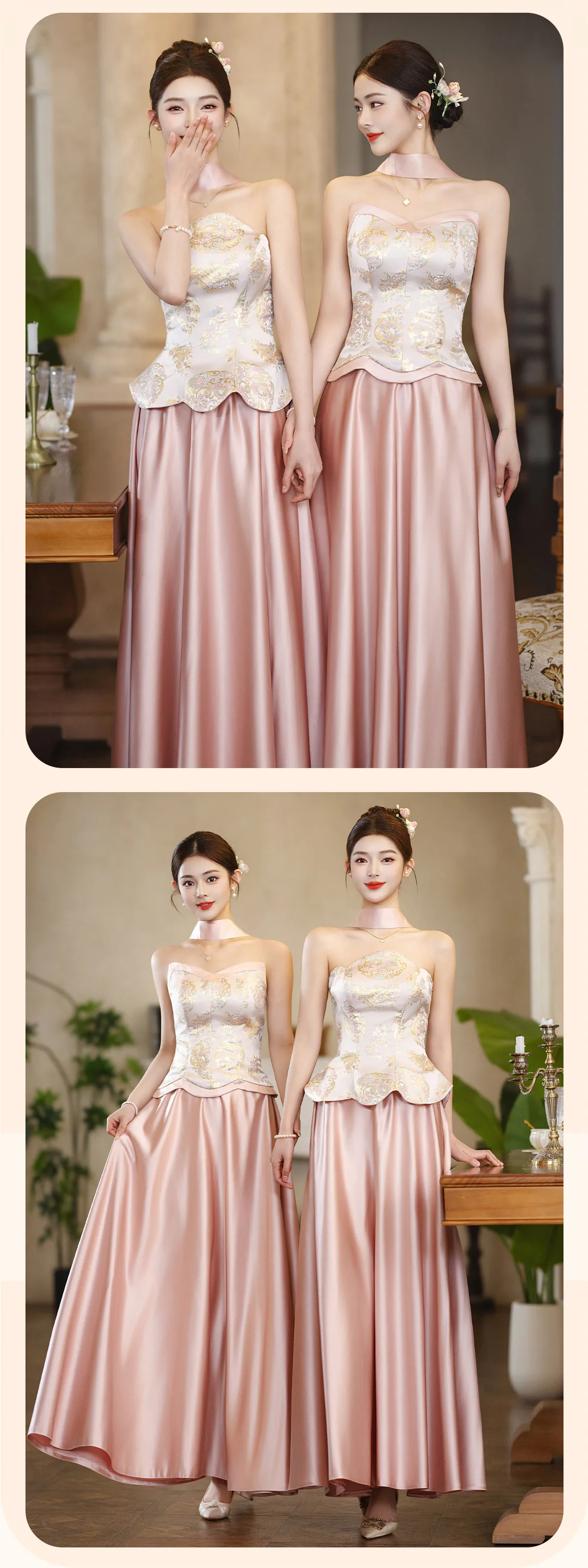 Blush-Pink-Strapless-Oriental-Chinese-Vintage-Jacquard-Bridesmaid-Dress10