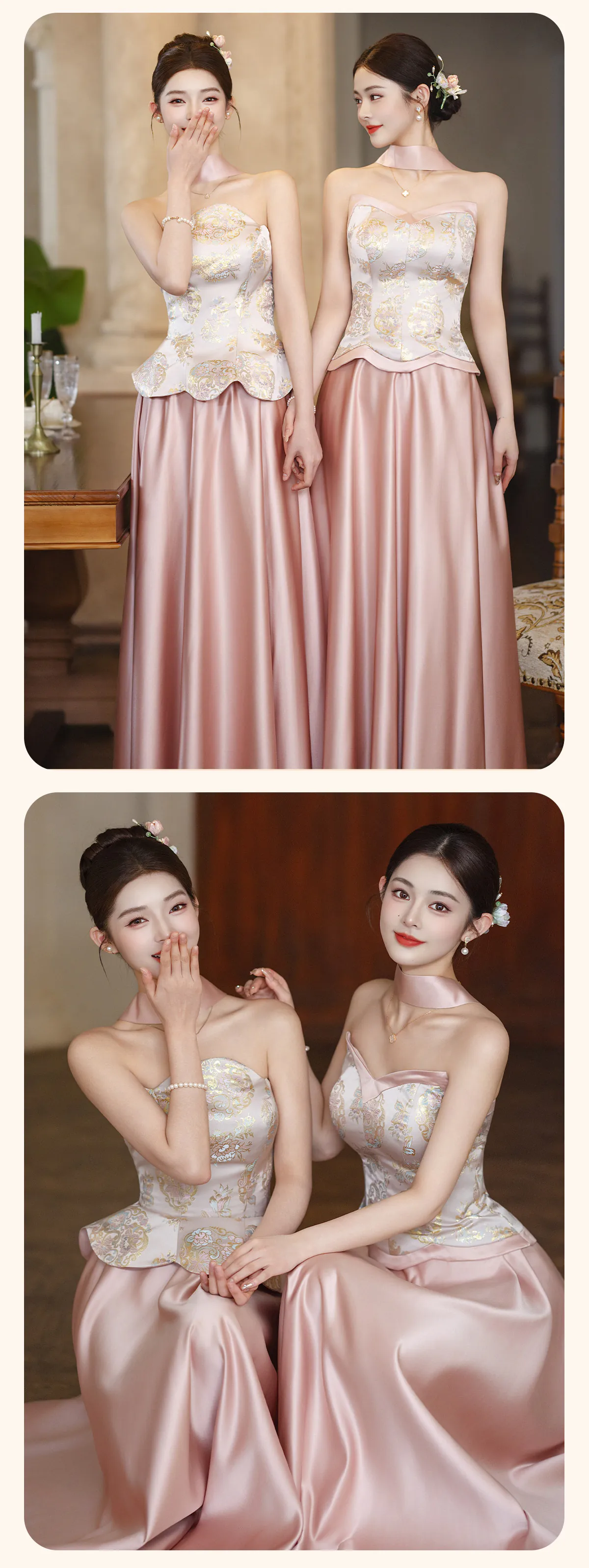 Blush-Pink-Strapless-Oriental-Chinese-Vintage-Jacquard-Bridesmaid-Dress16