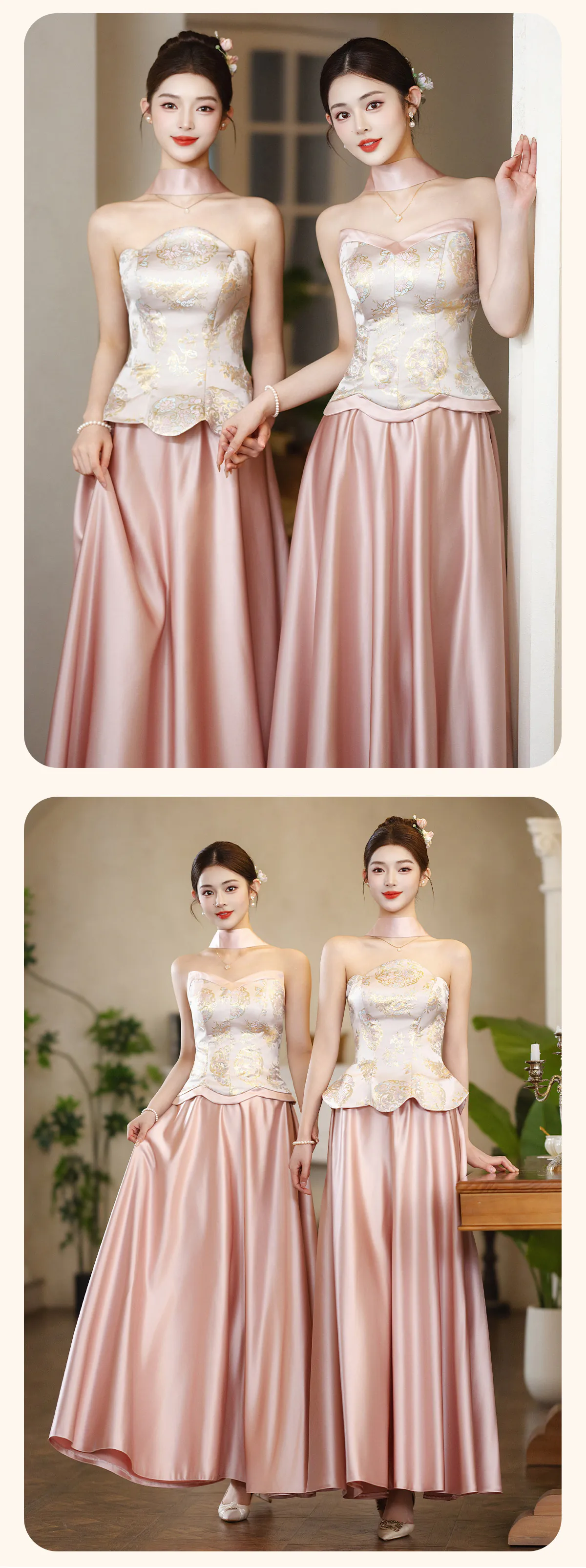 Blush-Pink-Strapless-Oriental-Chinese-Vintage-Jacquard-Bridesmaid-Dress18