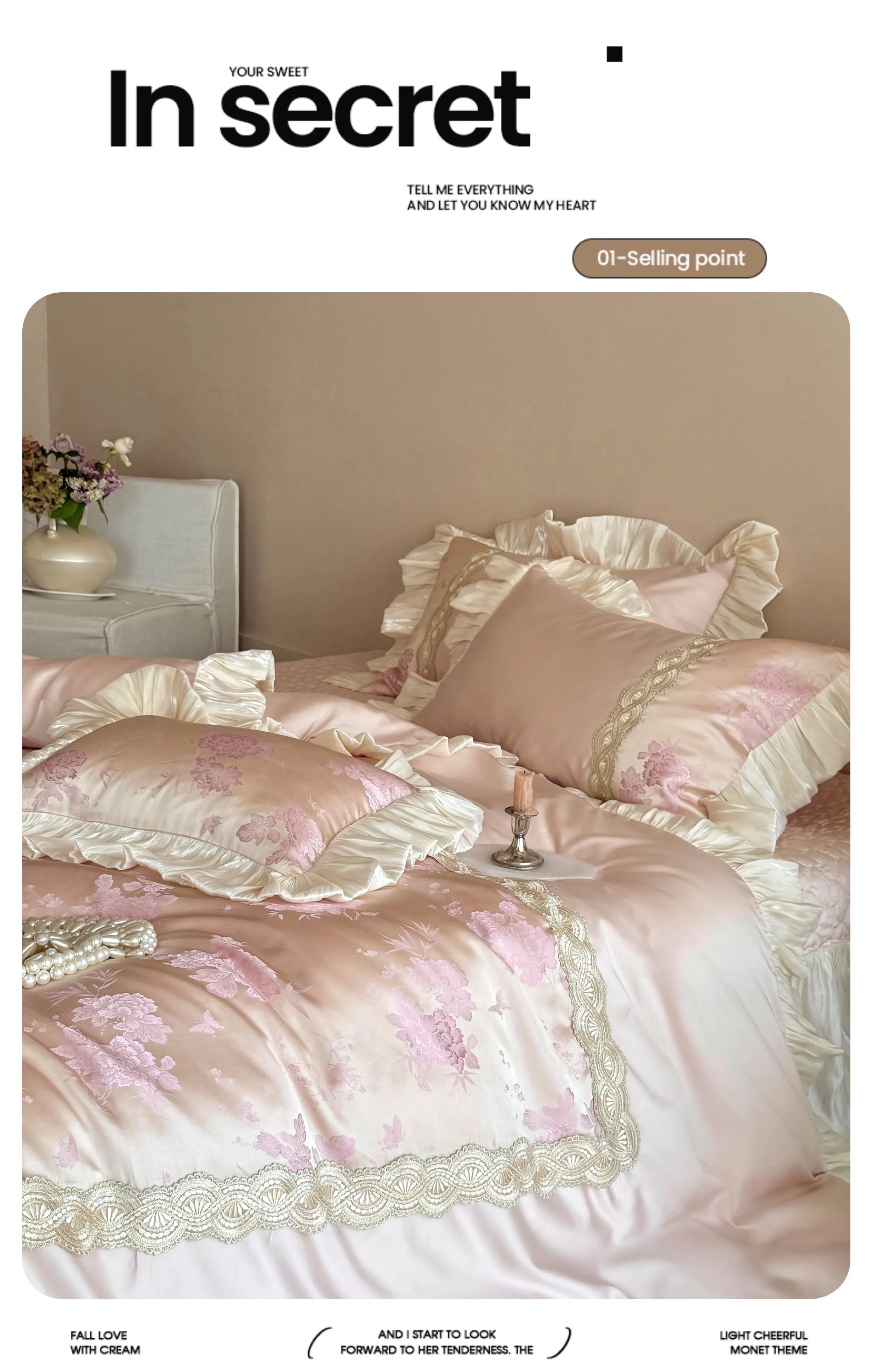 Chic-Pink-Peony-Print-Floral-Jacquard-Lace-Patchwork-Comforter-Cover-Set09