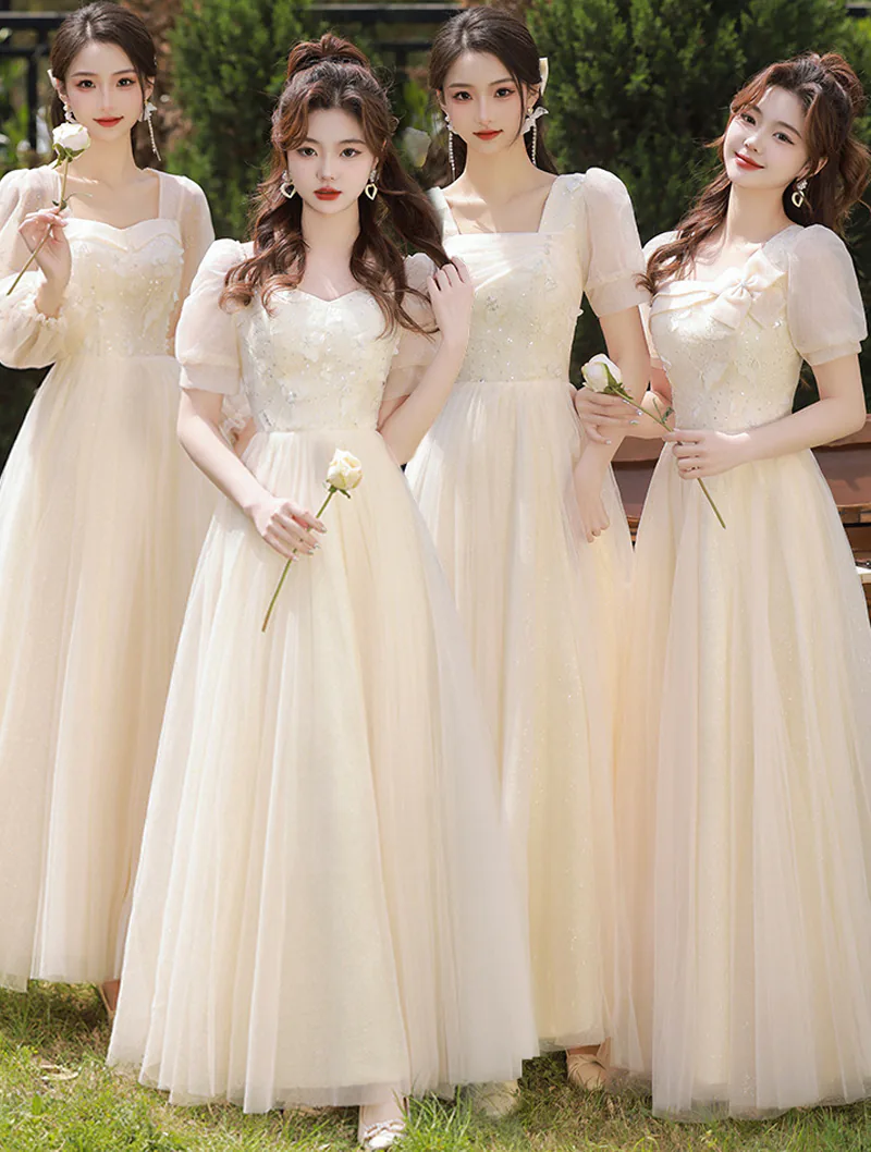 Classy Champagne Chiffon Bridesmaid Formal Prom Dress for Women01