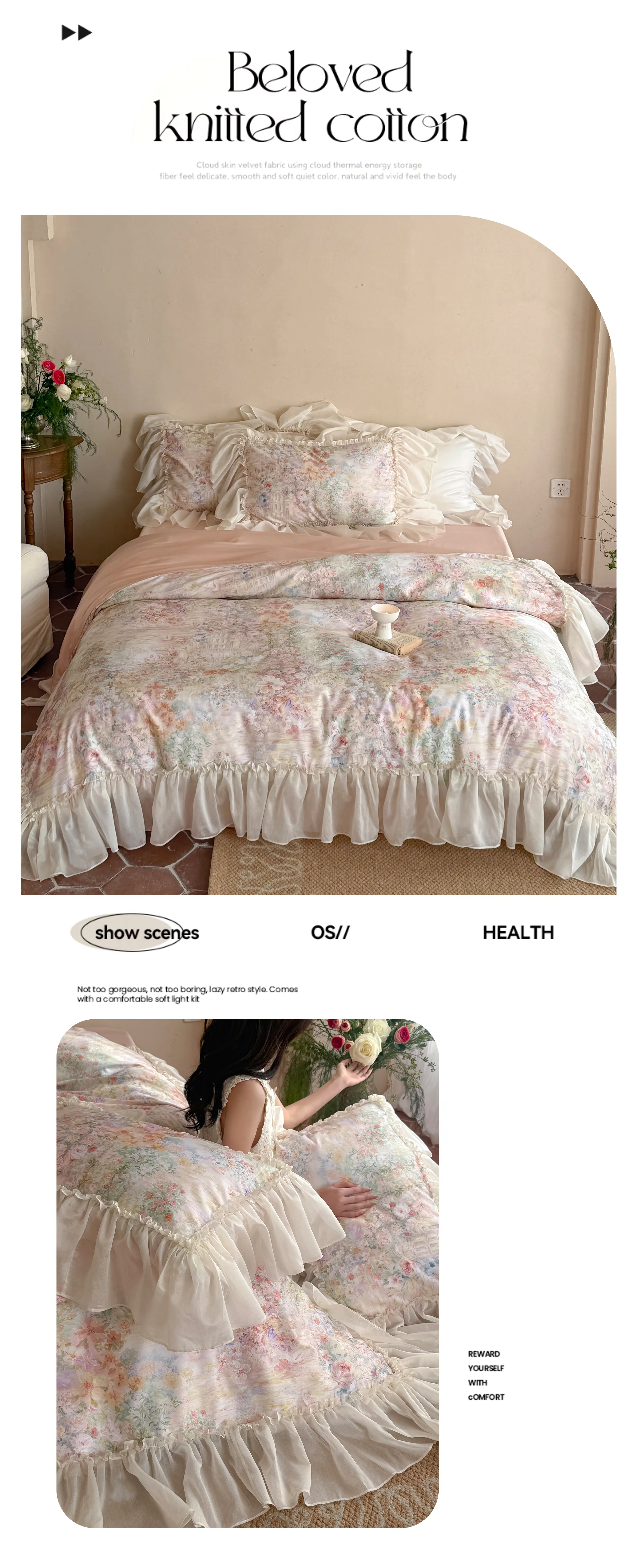Cottagecore-Pastel-Botanical-Floral-Print-60S-Tencel-Cotton-4-Piece-Bedding-Set07