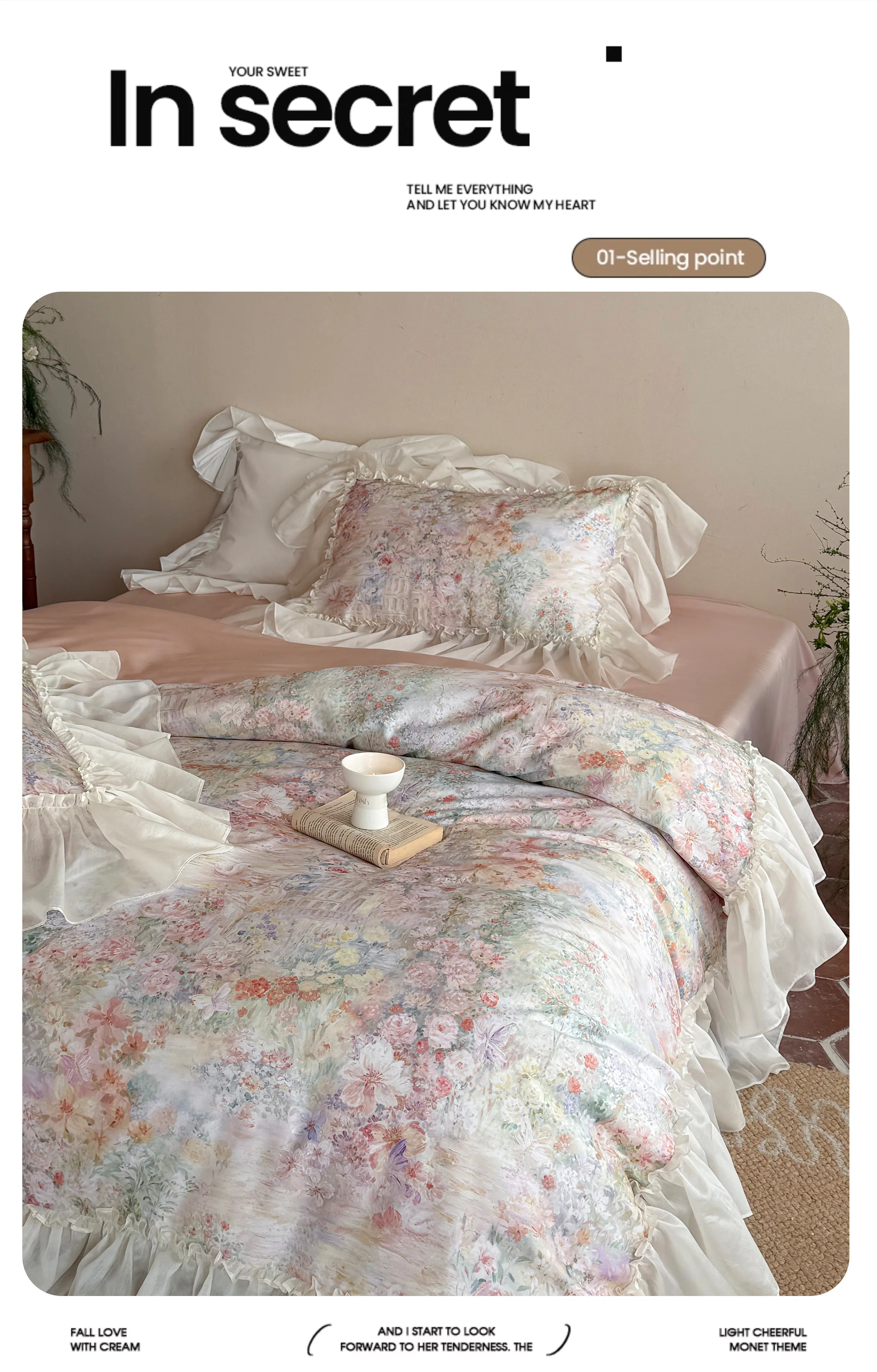 Cottagecore-Pastel-Botanical-Floral-Print-60S-Tencel-Cotton-4-Piece-Bedding-Set09