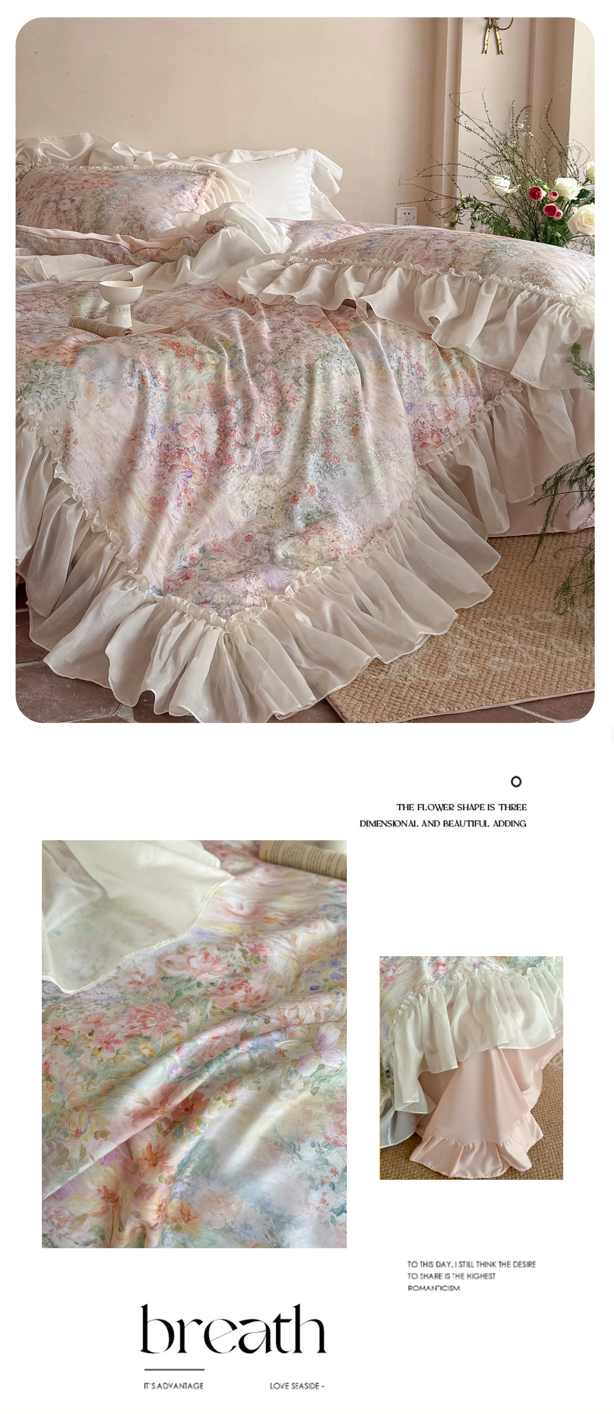 Cottagecore-Pastel-Botanical-Floral-Print-60S-Tencel-Cotton-4-Piece-Bedding-Set10