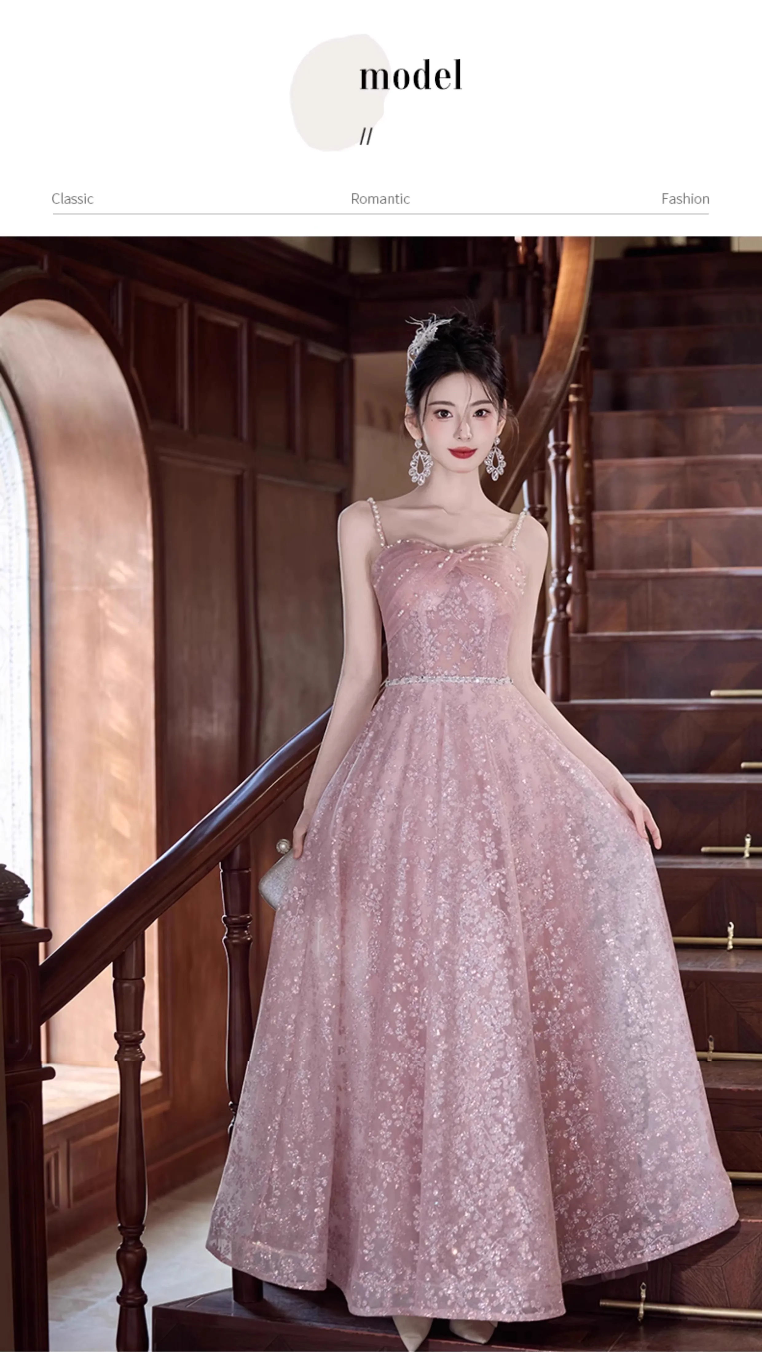 Delicate-Soft-Pink-Lace-Glitter-Wedding-Prom-Gala-Slip-Formal-Long-Dress10