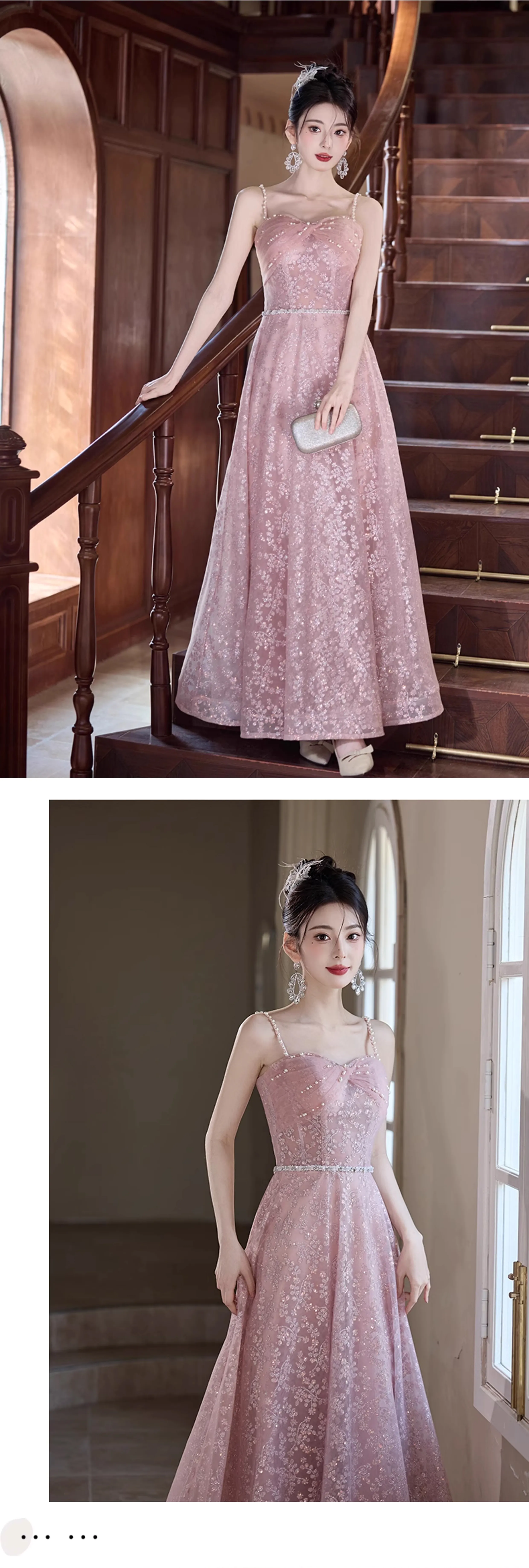 Delicate-Soft-Pink-Lace-Glitter-Wedding-Prom-Gala-Slip-Formal-Long-Dress12
