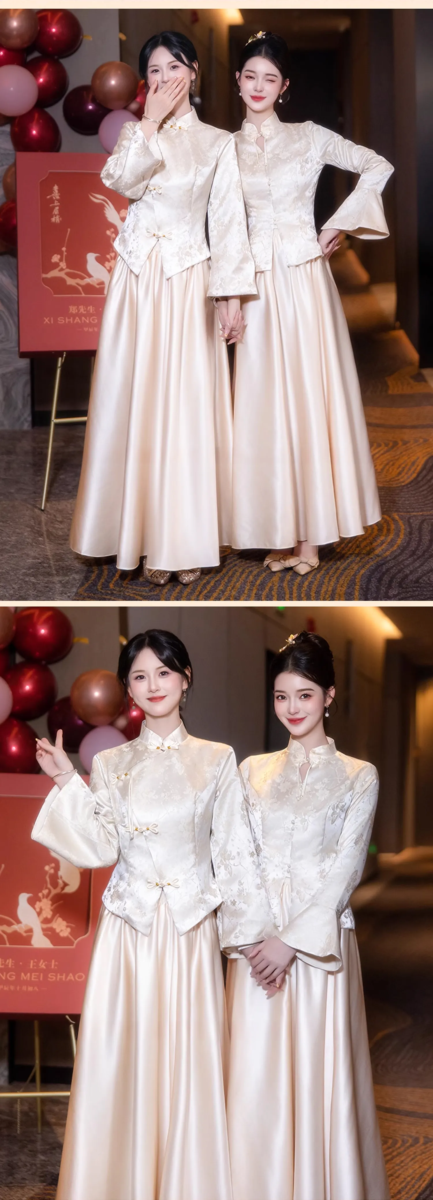 Elegant-Champagne-Autumn-Winter-Jacquard-Satin-Bridesmaids-Long-Dress14