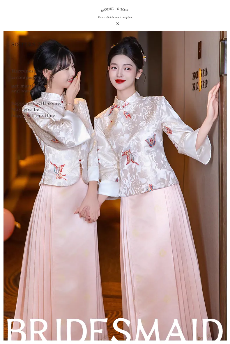 Elegant-Pink-Chinese-Style-Horse-Face-Skirt-Summer-Bridesmaid-Dress11