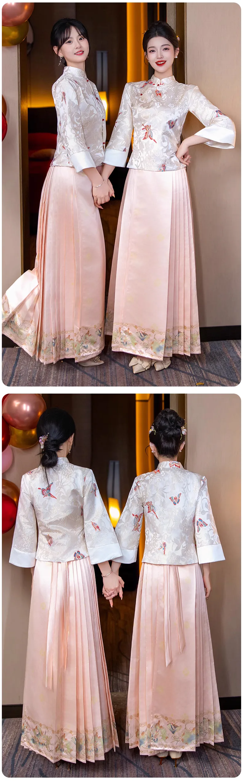 Elegant-Pink-Chinese-Style-Horse-Face-Skirt-Summer-Bridesmaid-Dress13