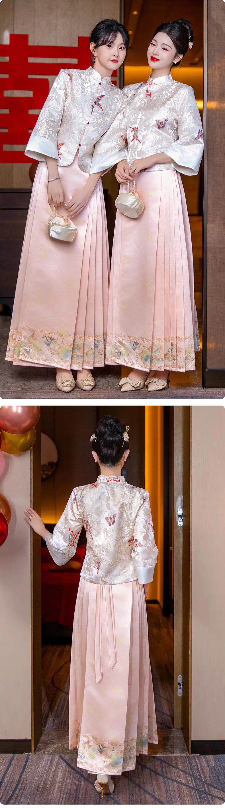Elegant-Pink-Chinese-Style-Horse-Face-Skirt-Summer-Bridesmaid-Dress15