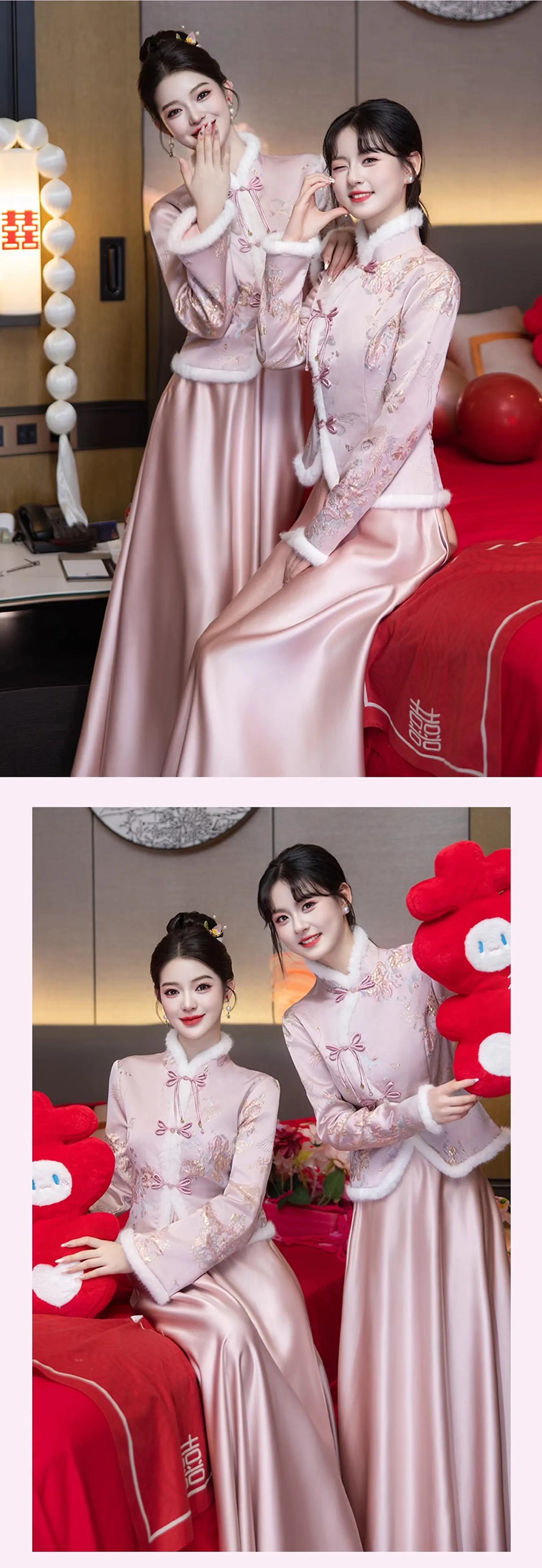 Elegant-Pink-Satin-Long-Sleeve-Warm-Bridesmaid-Dress-Cheongsam-Gown14