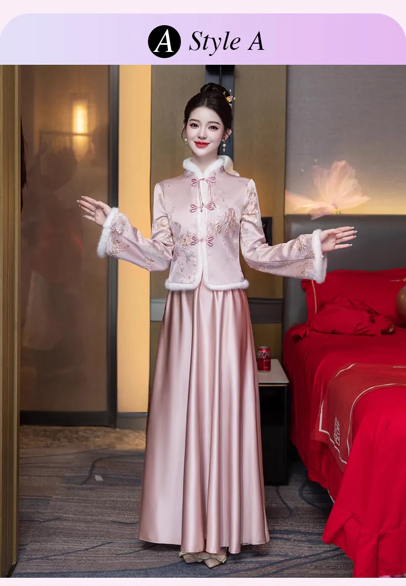 Elegant-Pink-Satin-Long-Sleeve-Warm-Bridesmaid-Dress-Cheongsam-Gown16