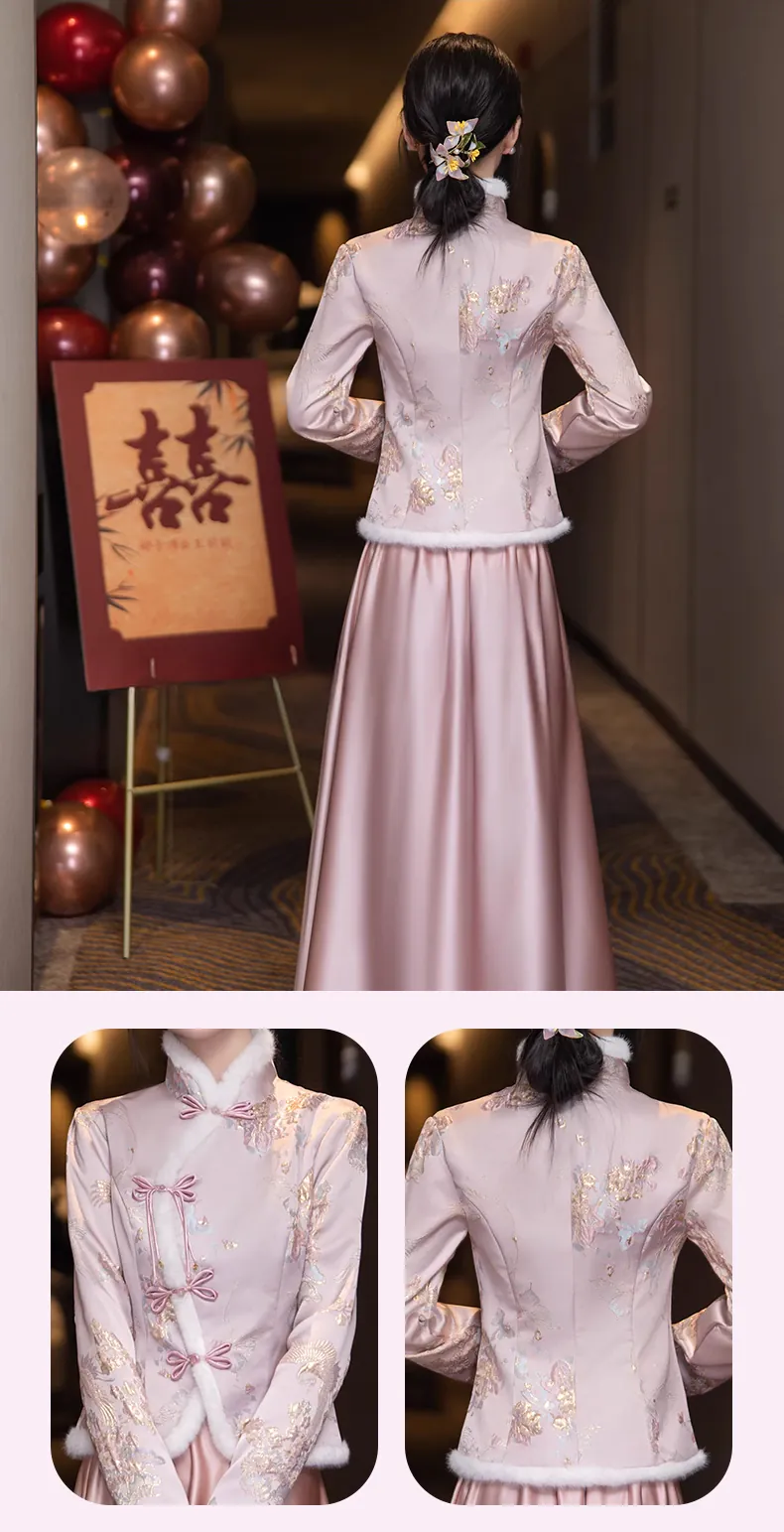 Elegant-Pink-Satin-Long-Sleeve-Warm-Bridesmaid-Dress-Cheongsam-Gown19