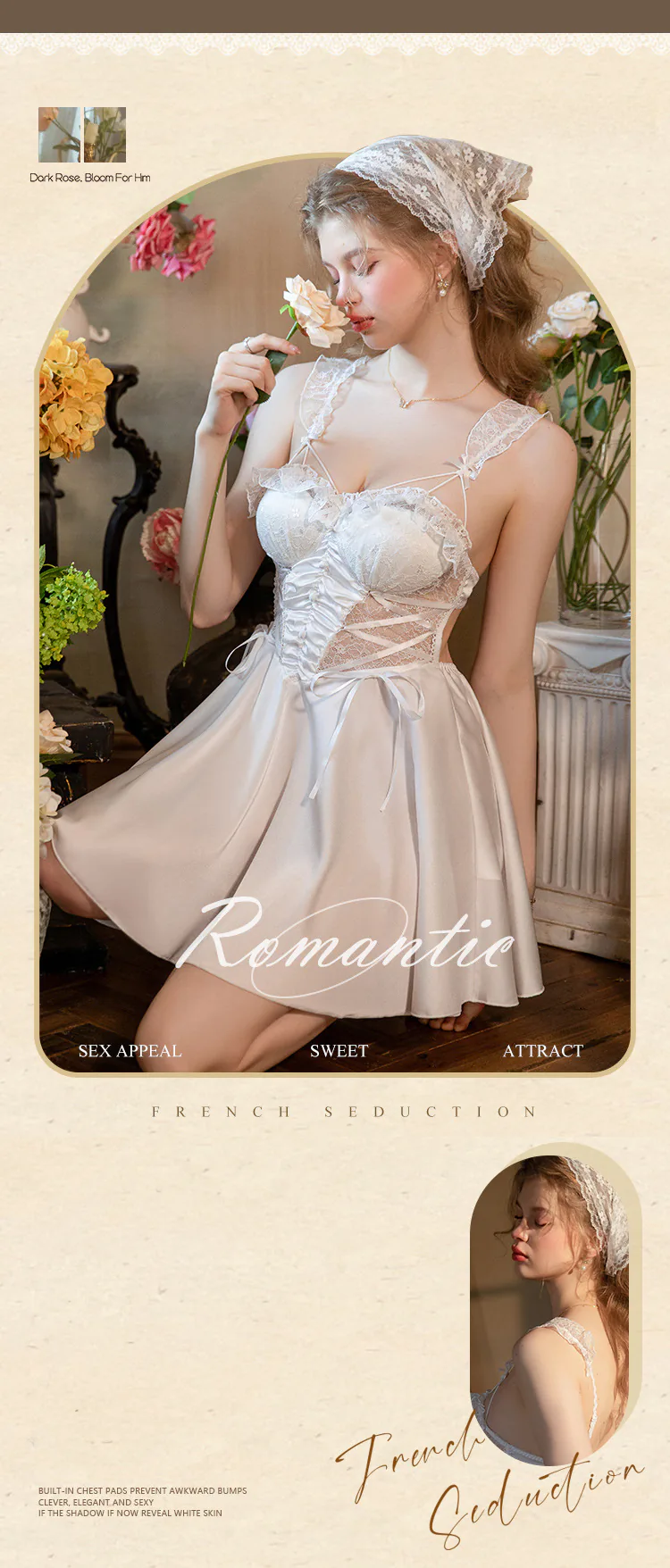 Retro-V-Neck-Low-Cut-Sheer-Lace-Open-Back-Babydoll-Nightgown11