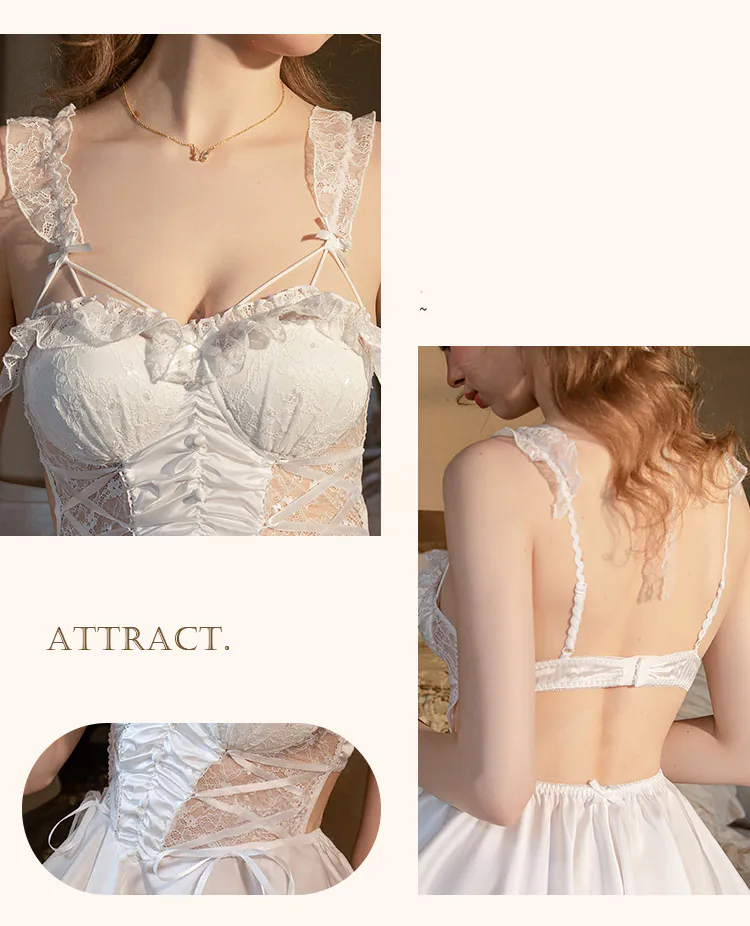 Retro-V-Neck-Low-Cut-Sheer-Lace-Open-Back-Babydoll-Nightgown12