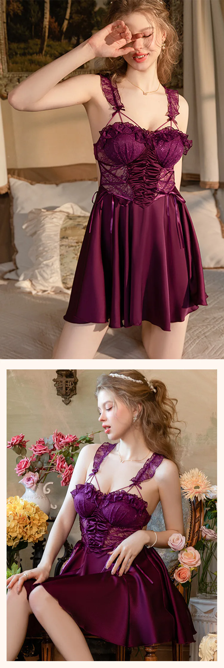 Retro-V-Neck-Low-Cut-Sheer-Lace-Open-Back-Babydoll-Nightgown21