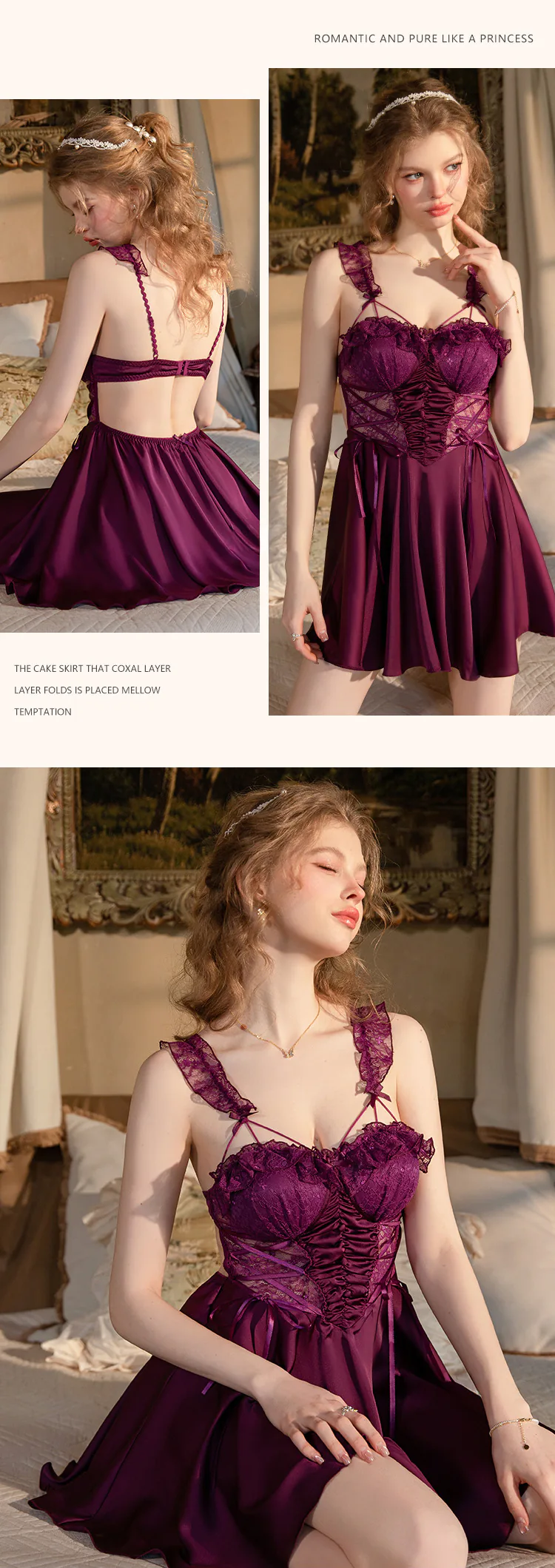 Retro-V-Neck-Low-Cut-Sheer-Lace-Open-Back-Babydoll-Nightgown22