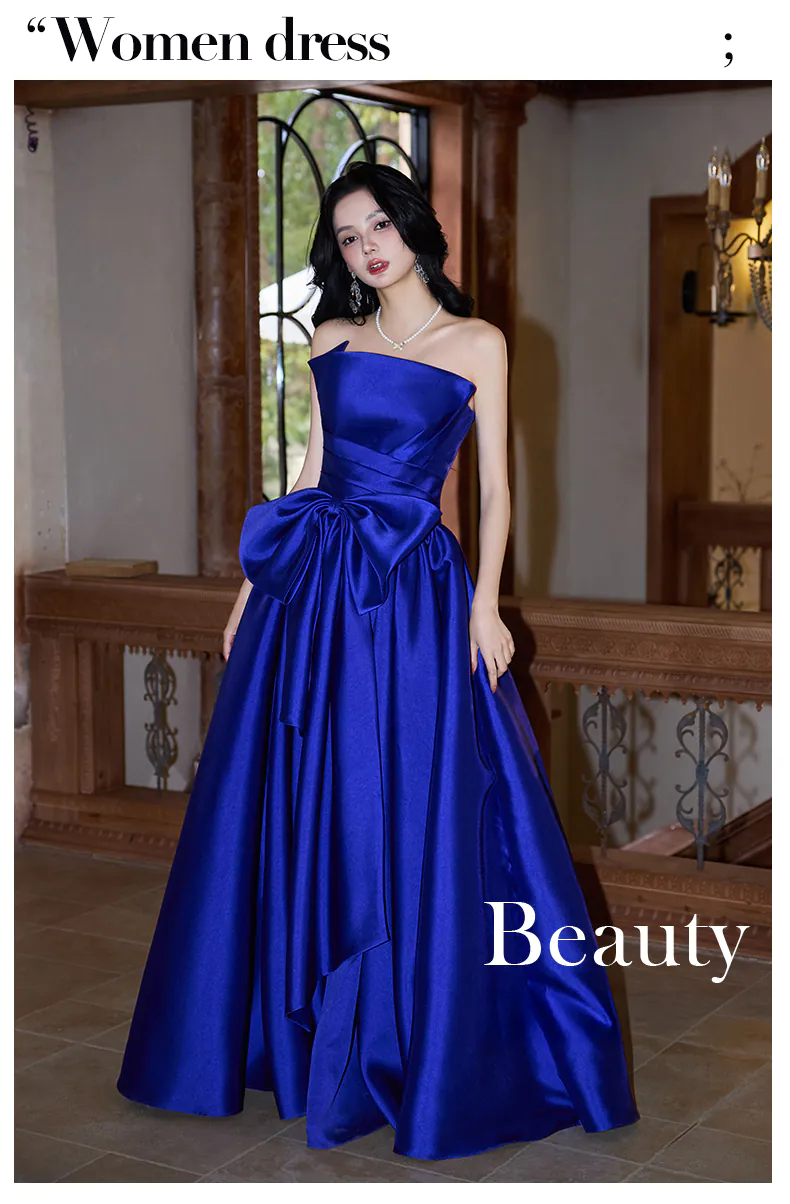 Royal-Blue-Strapless-Satin-Gala-Party-Formal-Ball-Gown-with-Waist-Bow07
