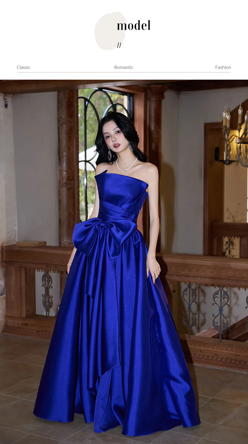 Royal-Blue-Strapless-Satin-Gala-Party-Formal-Ball-Gown-with-Waist-Bow10