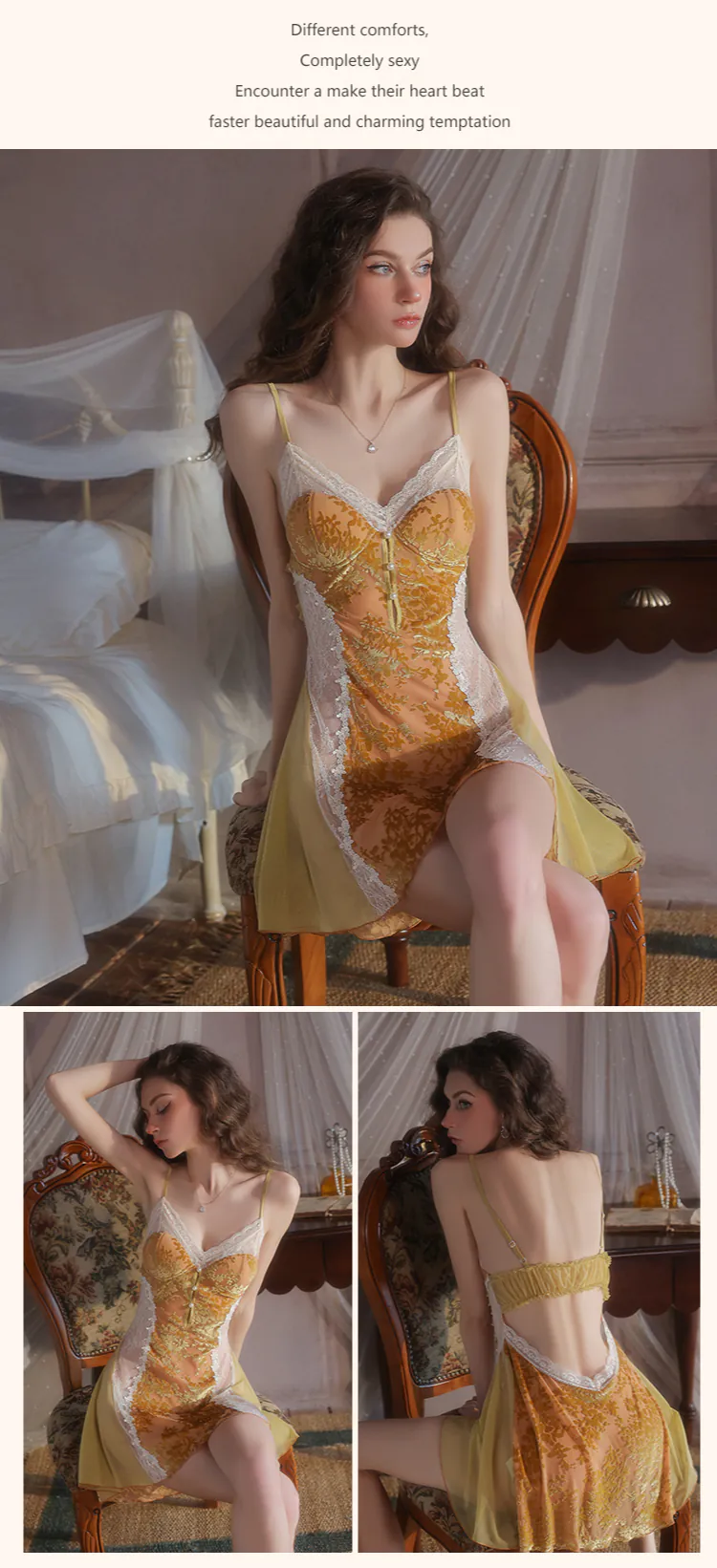 Sexy-V-Neck-Velvet-Nightgown-Bust-Support-Slip-Lingerie19