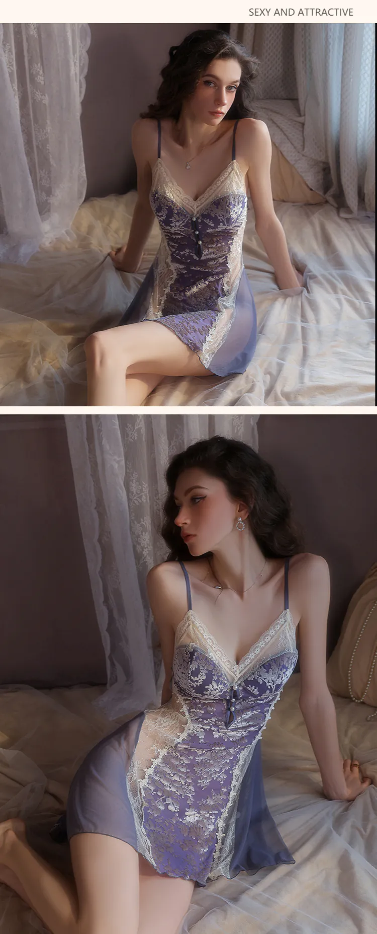 Sexy-V-Neck-Velvet-Nightgown-Bust-Support-Slip-Lingerie22