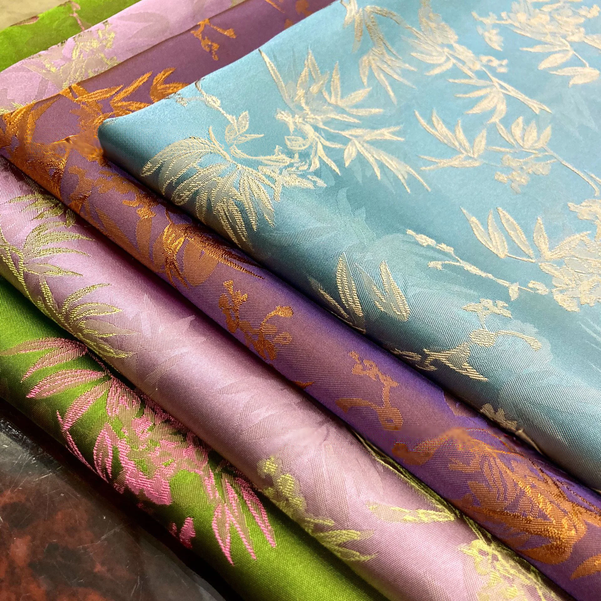 Soft Bamboo Leaf Jacquard Brocade Satin DIY Clothing Fabric – FloraShe