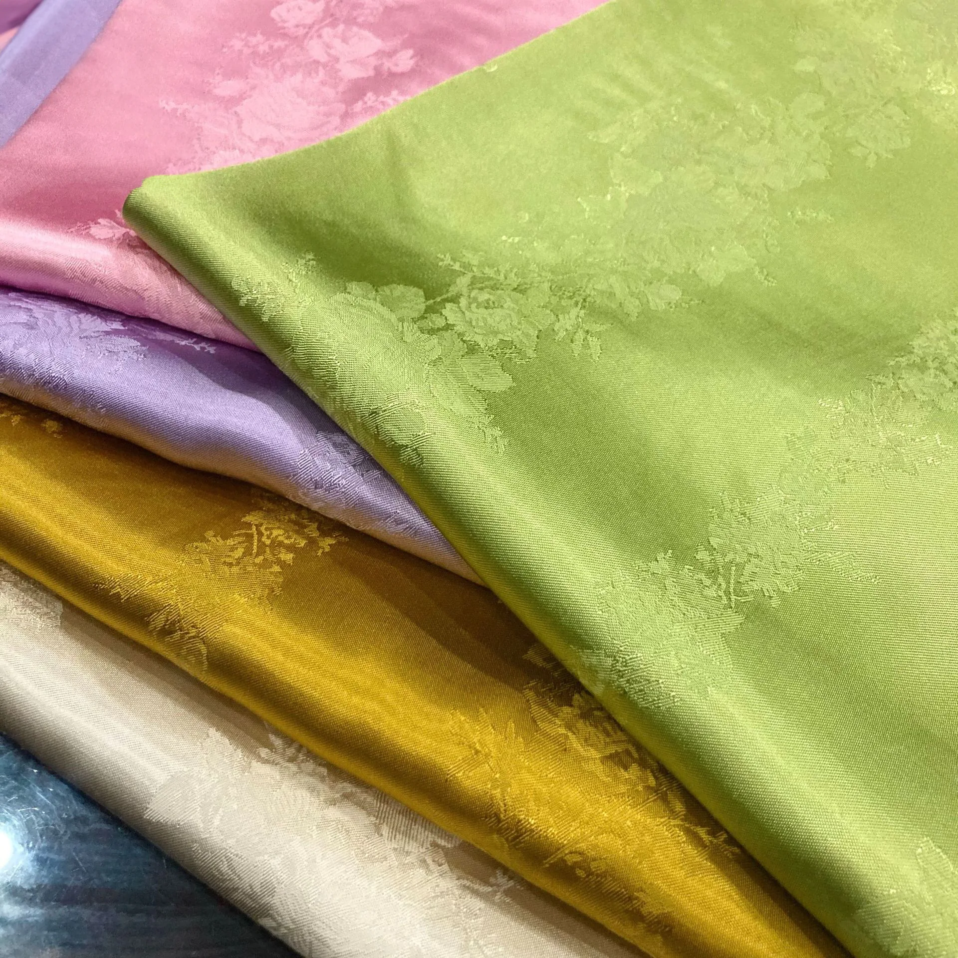 Soft Rose Vine Satin Jacquard Spring Summer Sewing Fabric02
