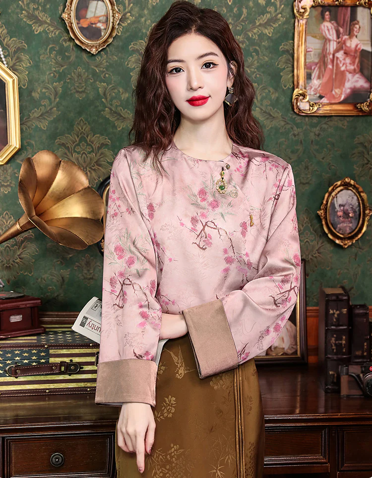 Vintage-Pink-Plum-Blossom-Printed-Loose-Fit-Casual-Shirt-for-Women07