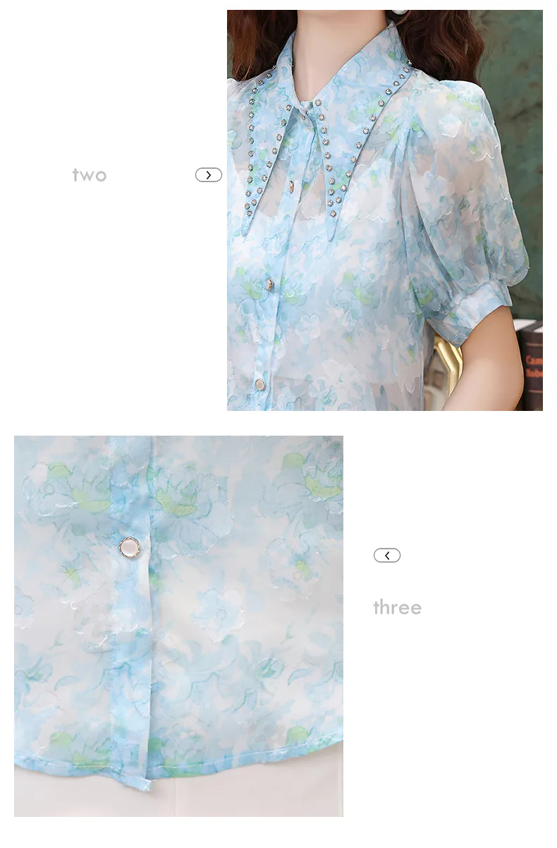 Beautiful-French-Style-Blue-Floral-Chiffon-Shirt-with-Short-Puff-Sleeves12