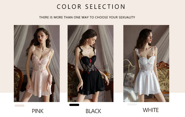 Feminine-Mesh-Lace-3D-Floral-Built-in-Padded-Bra-Babydoll-Nightgown12