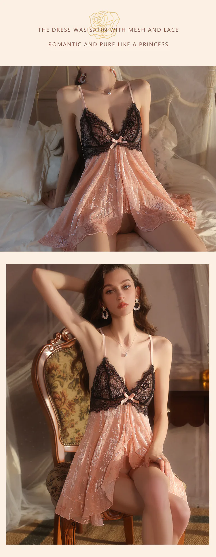 Sexy-Deep-V-Lace-Backless-Velvet-Built-In-Bust-Support-Nightgown16