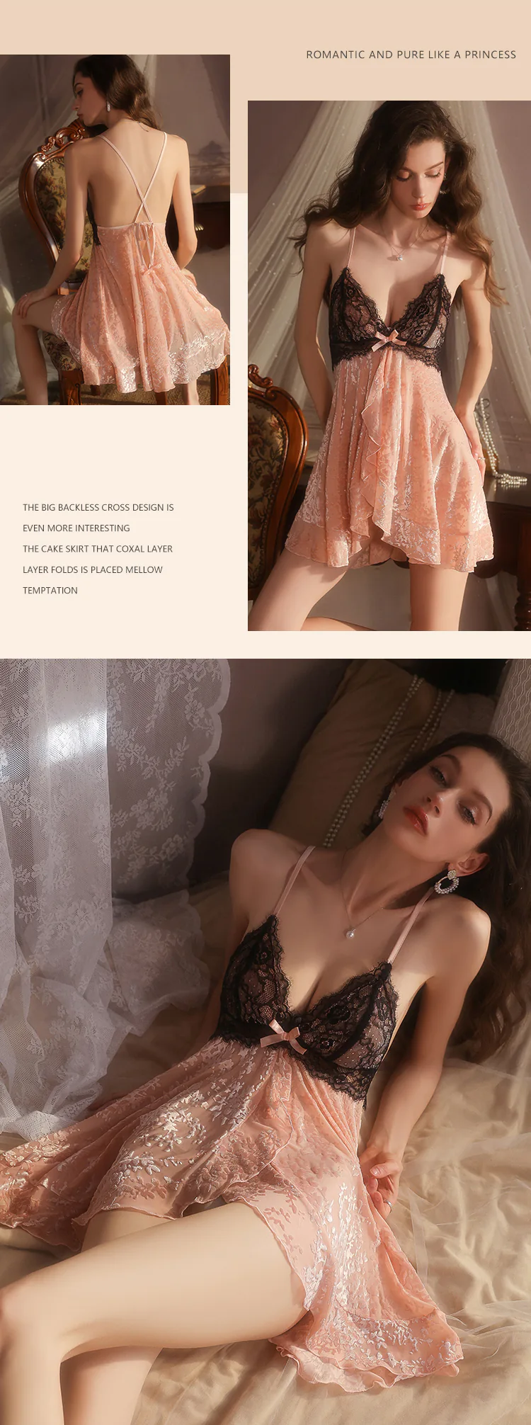 Sexy-Deep-V-Lace-Backless-Velvet-Built-In-Bust-Support-Nightgown17