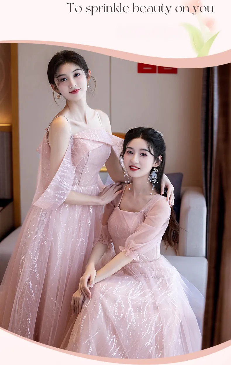Sweet-Blush-Pink-Glitter-Bridesmaid-Dress-Wedding-Guest-Party-Tulle-Gown13