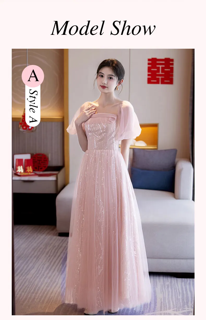 Sweet-Blush-Pink-Glitter-Bridesmaid-Dress-Wedding-Guest-Party-Tulle-Gown16