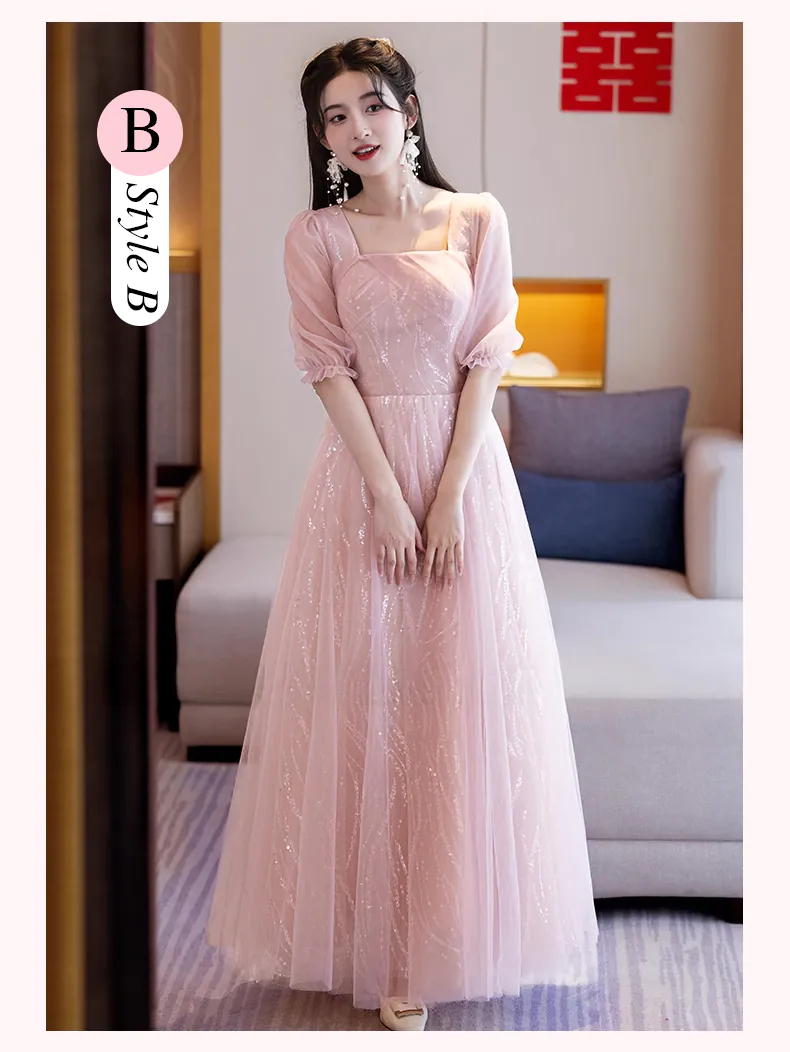 Sweet-Blush-Pink-Glitter-Bridesmaid-Dress-Wedding-Guest-Party-Tulle-Gown19