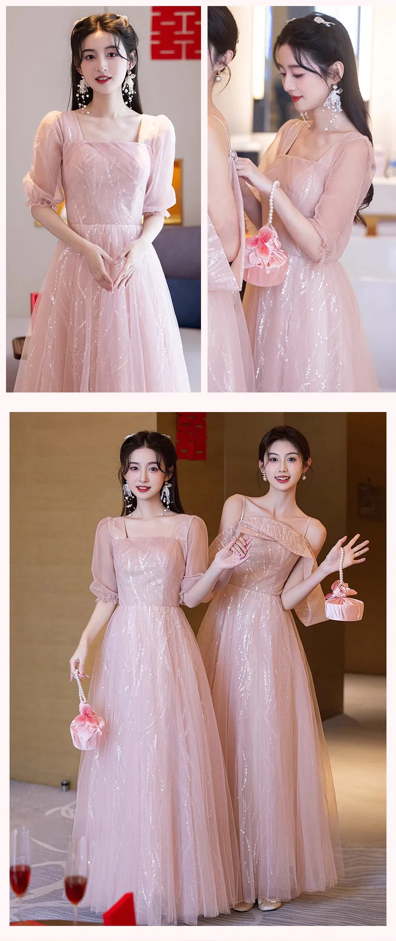 Sweet-Blush-Pink-Glitter-Bridesmaid-Dress-Wedding-Guest-Party-Tulle-Gown20