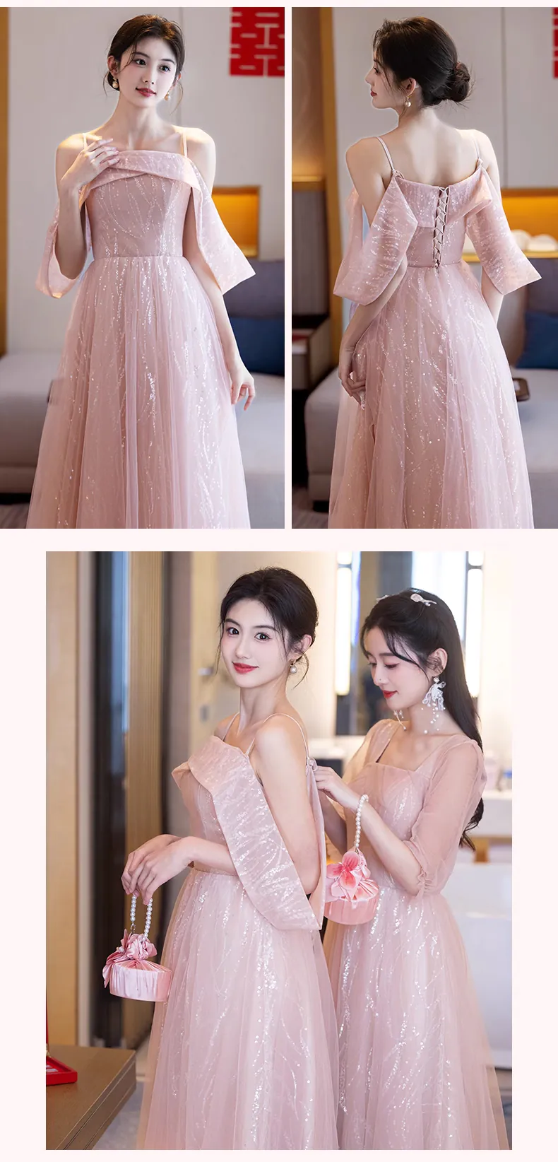 Sweet-Blush-Pink-Glitter-Bridesmaid-Dress-Wedding-Guest-Party-Tulle-Gown26