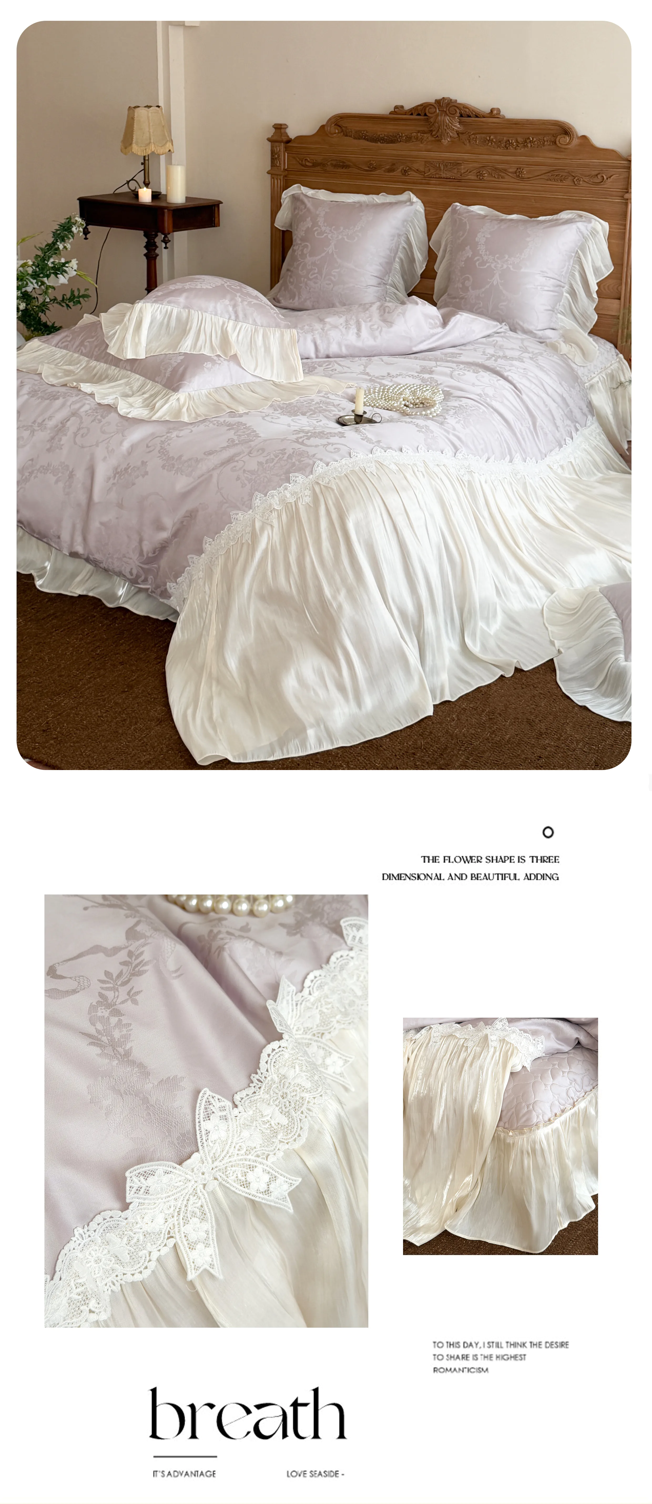100-Cotton-Pleated-Ruffle-Edges-Floral-Damask-Jacquard-Duvet-Cover-Set13