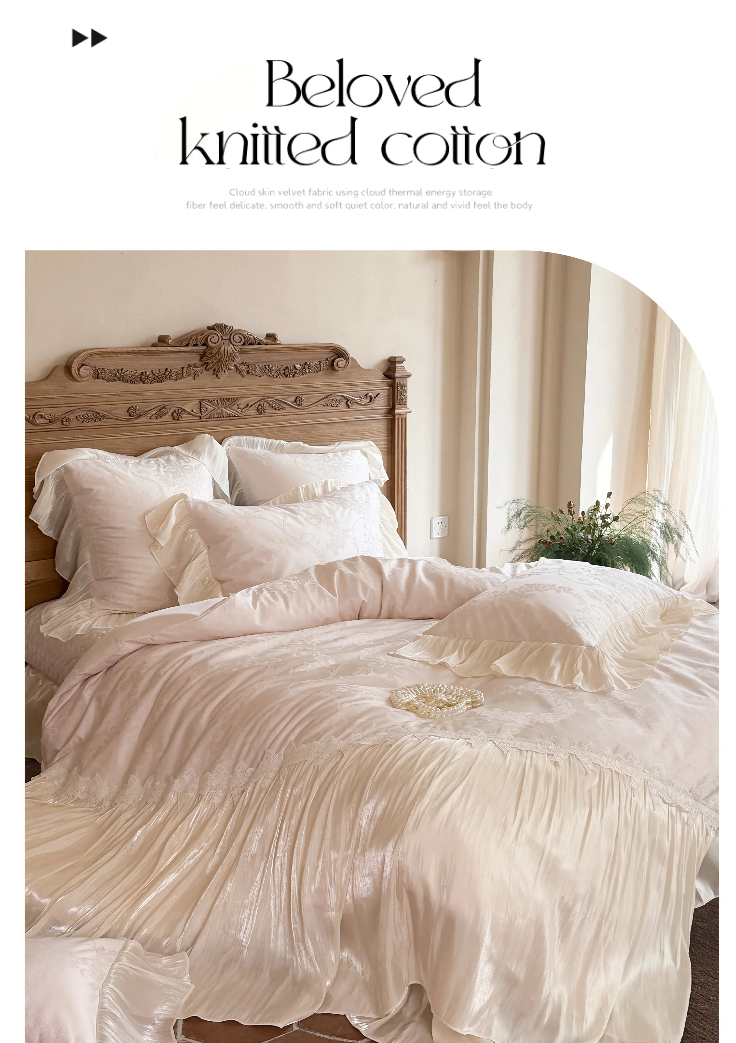 100-Cotton-Pleated-Ruffle-Edges-Floral-Damask-Jacquard-Duvet-Cover-Set15