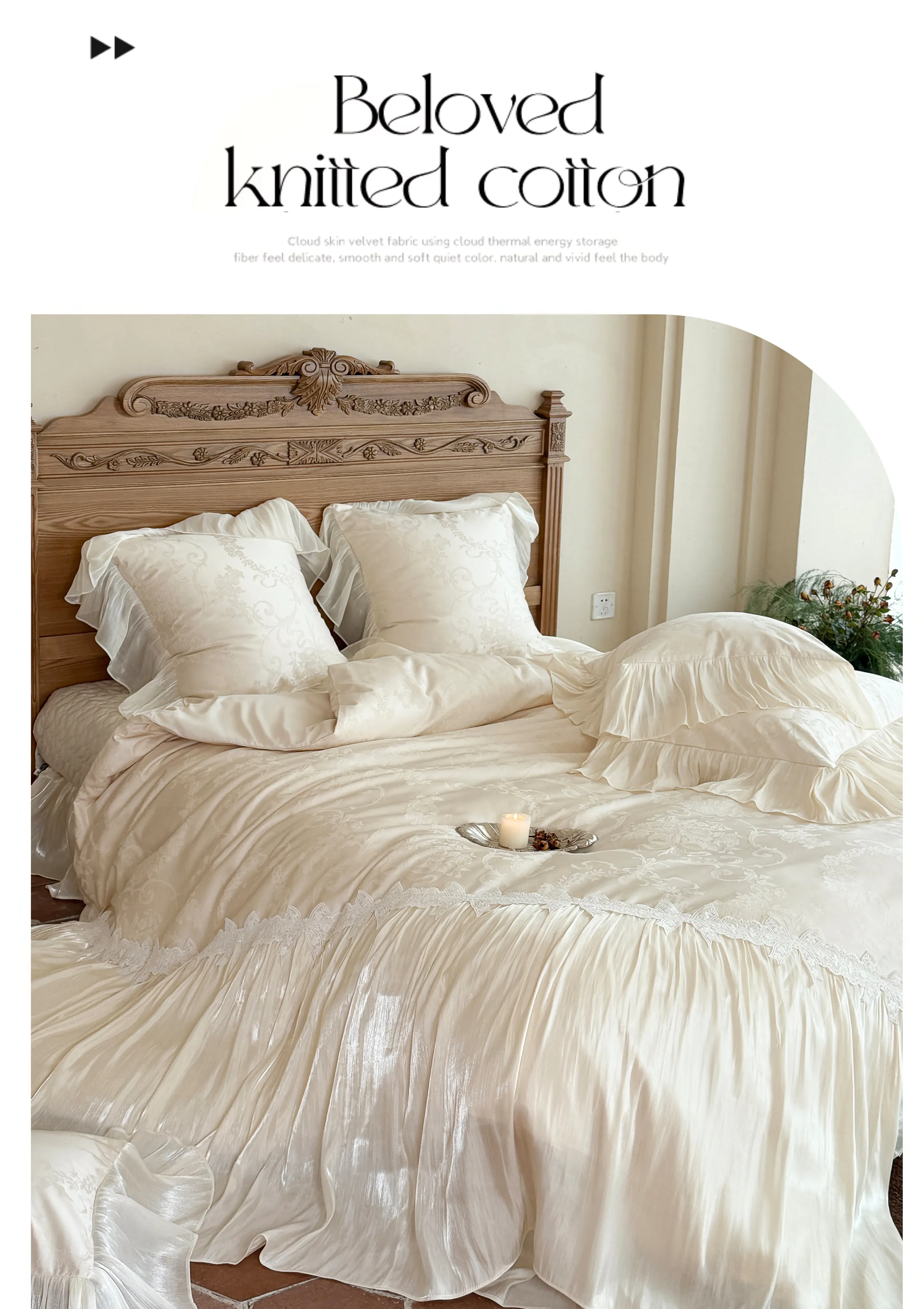 100-Cotton-Pleated-Ruffle-Edges-Floral-Damask-Jacquard-Duvet-Cover-Set20