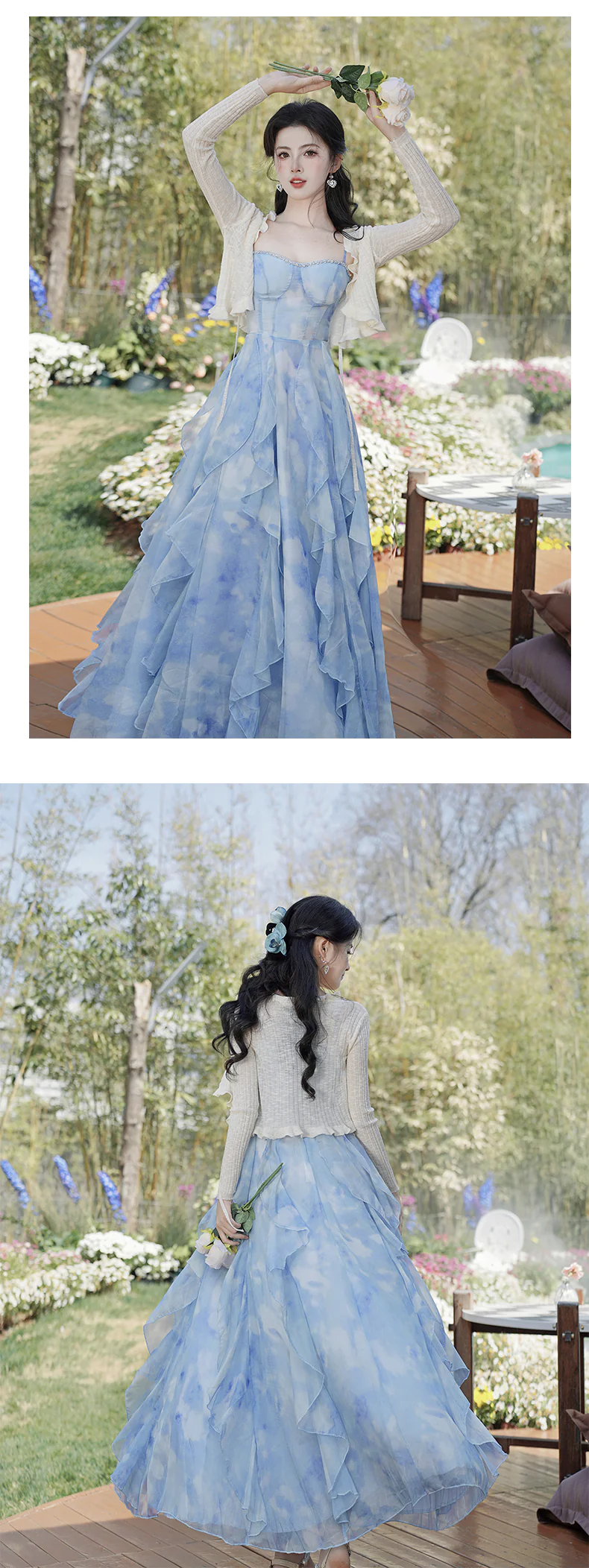 Blue-Tie-Dye-Tiered-Ruffle-Summer-Vacation-Casual-Dress-with-Cardigan13