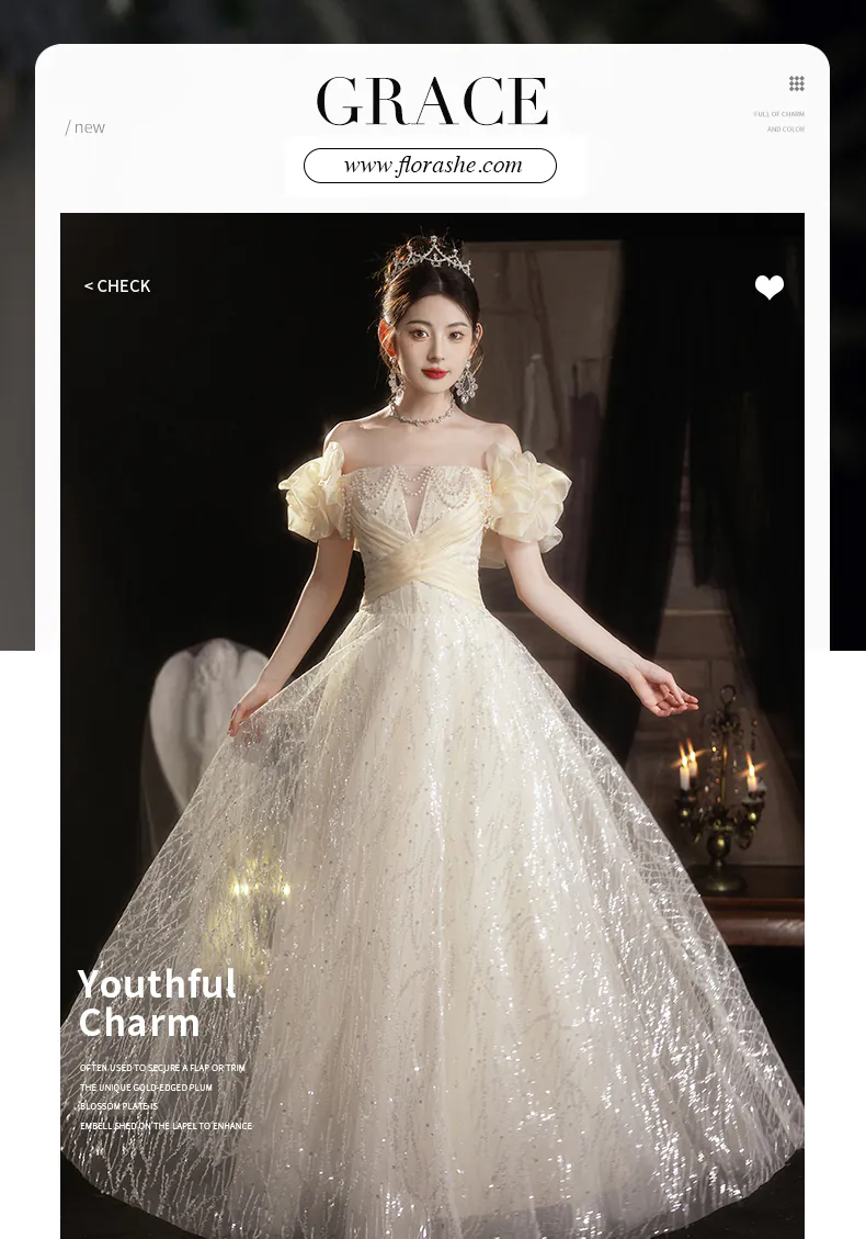 Champagne-Off-Shoulder-Puff-Sleeves-Glitter-Evening-Dress-Cocktail-Ball-Gown07